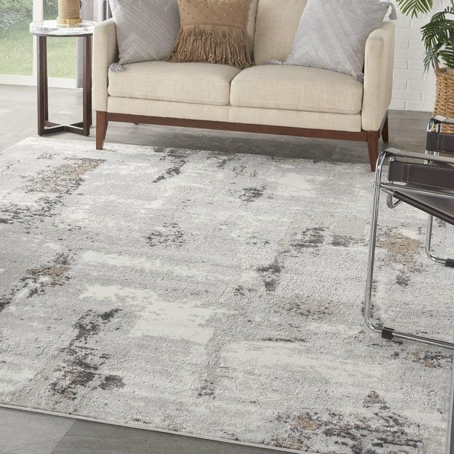 Nourison Elation Ultra Modern Indoor Rug Grey Ivory 7'10" x 9'10"