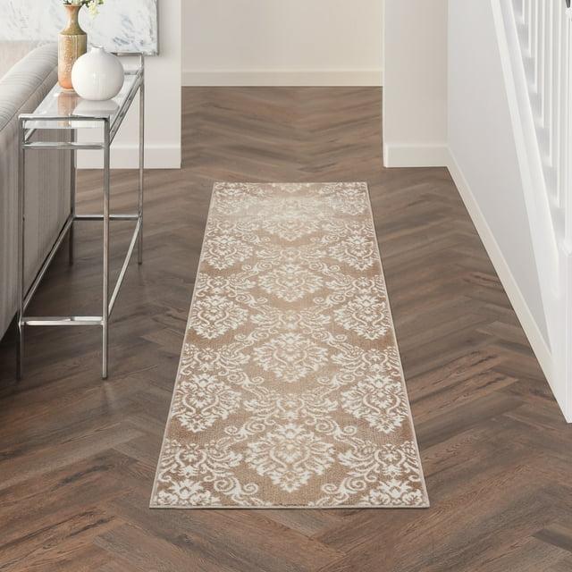 Nourison Elation ETN03 Indoor only Area Rug - Ivory Mocha 2'3" x 7'6"
