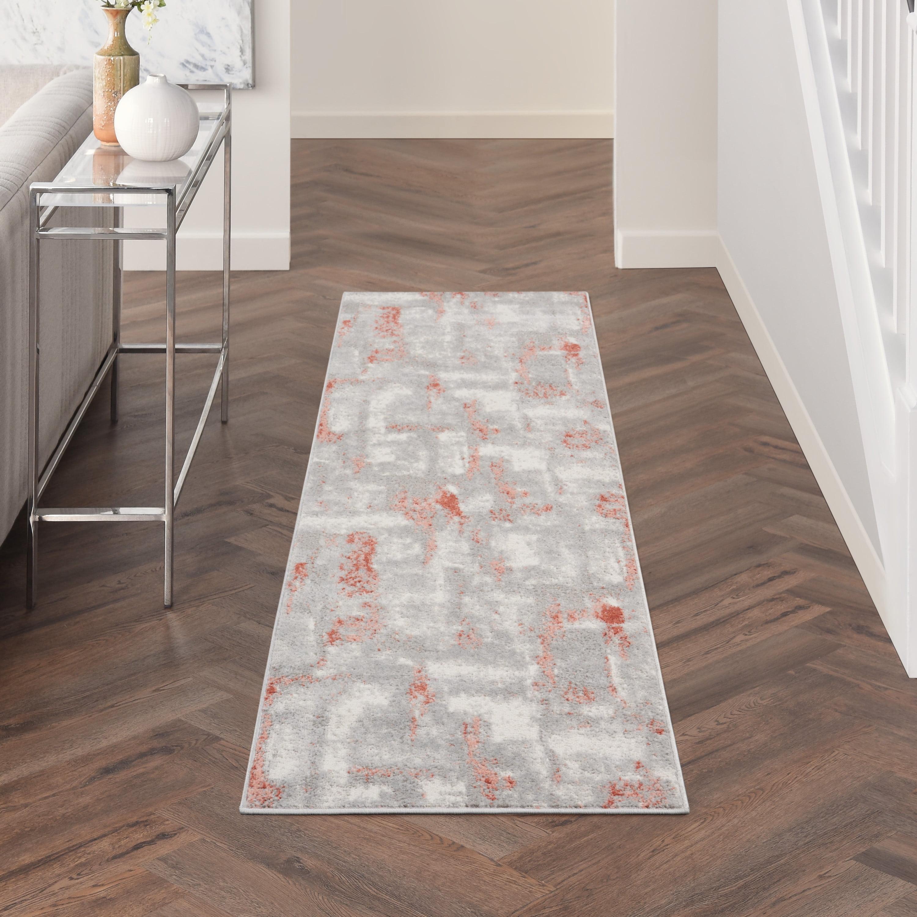 Handmade Grey Brick Abstract Synthetic Area Rug