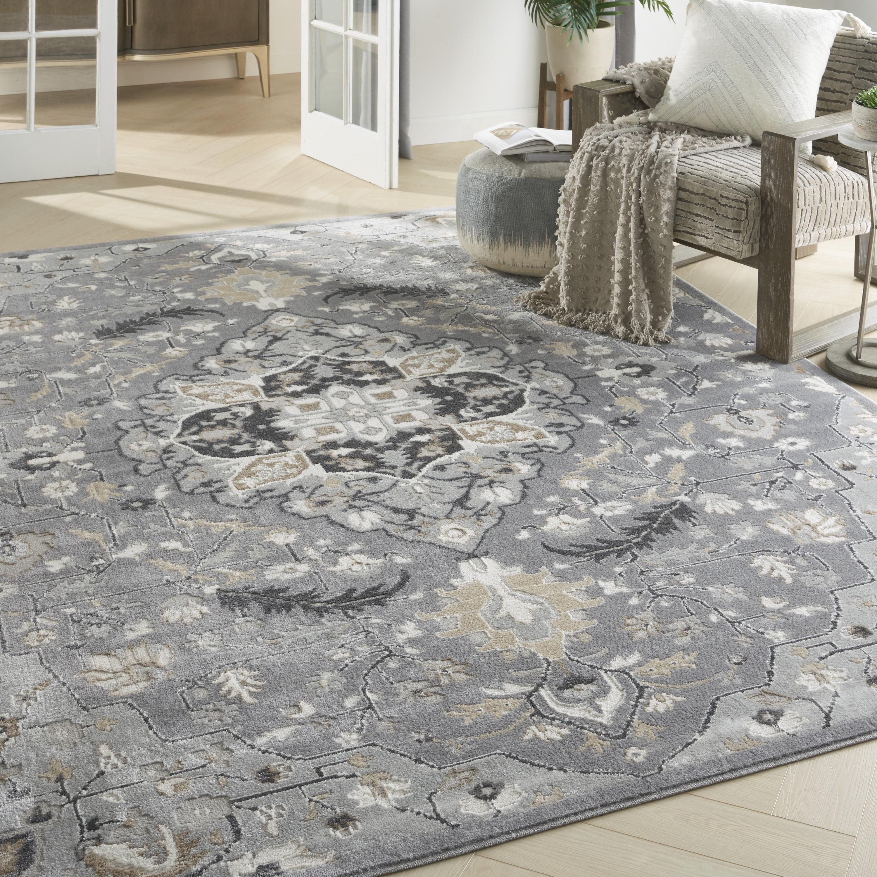 Gray Medallion 8' x 10' Synthetic Easy Care Area Rug