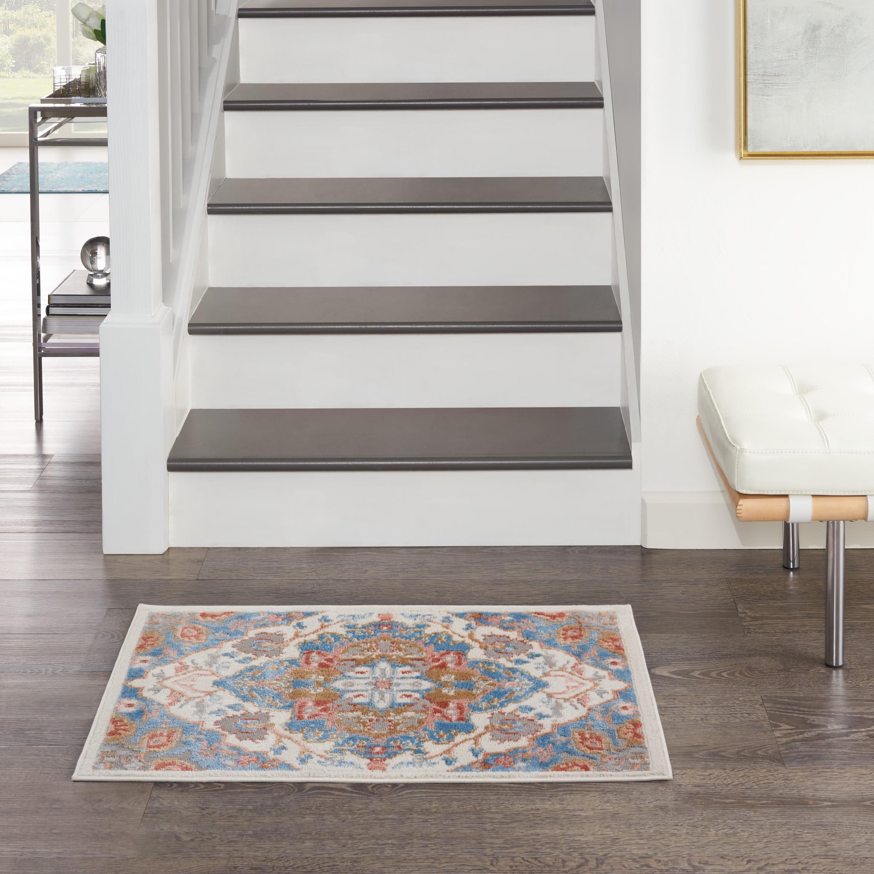 Nourison Elation Floral Medallion Indoor Rug Ivory Blue 2' x 3'