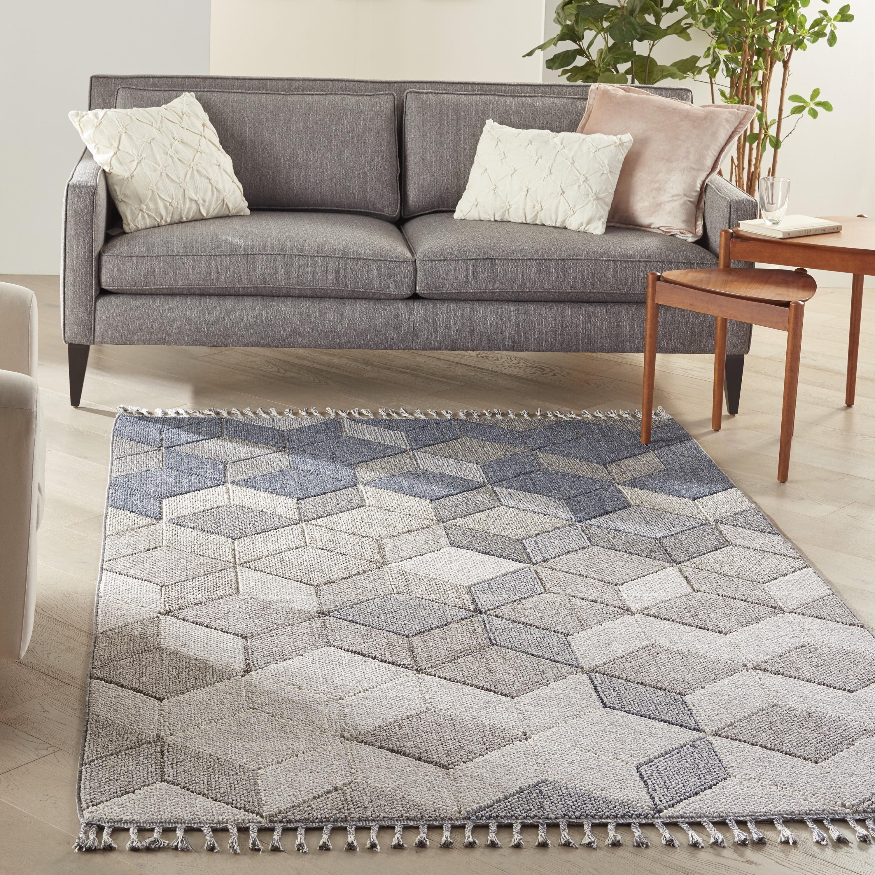 Gray Geometric Braided 4' x 6' Synthetic Rectangular Rug