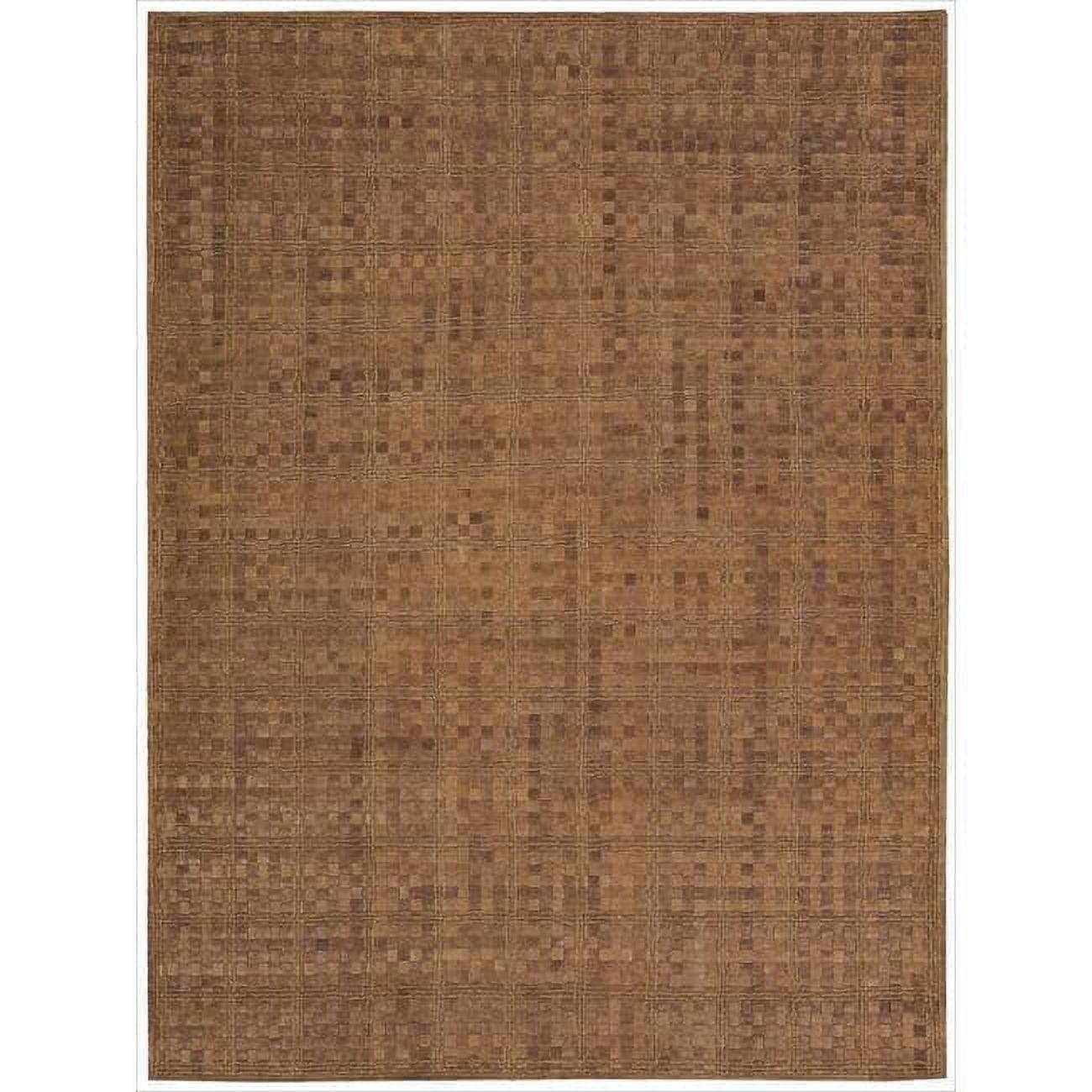 Hand-Woven Equestrian Saddle Brown 5' x 7' Leather Rug