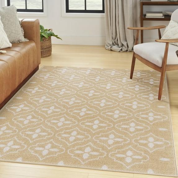 Nourison Essentials Moroccan Modern Indoor Outdoor Rug Beige Ivory 4' x 6'