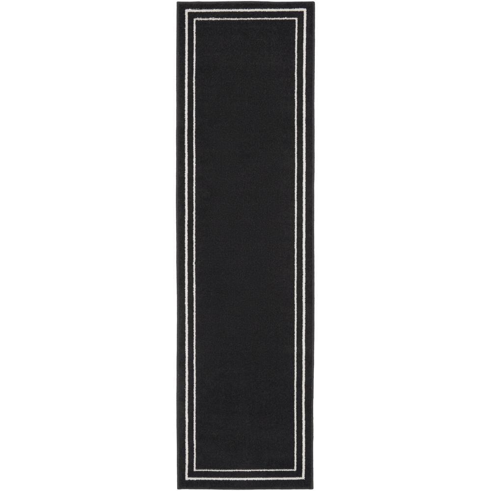 Nourison Essentials Indoor/Outdoor Black Ivory 2' x 6' Area Rug, (2x6)