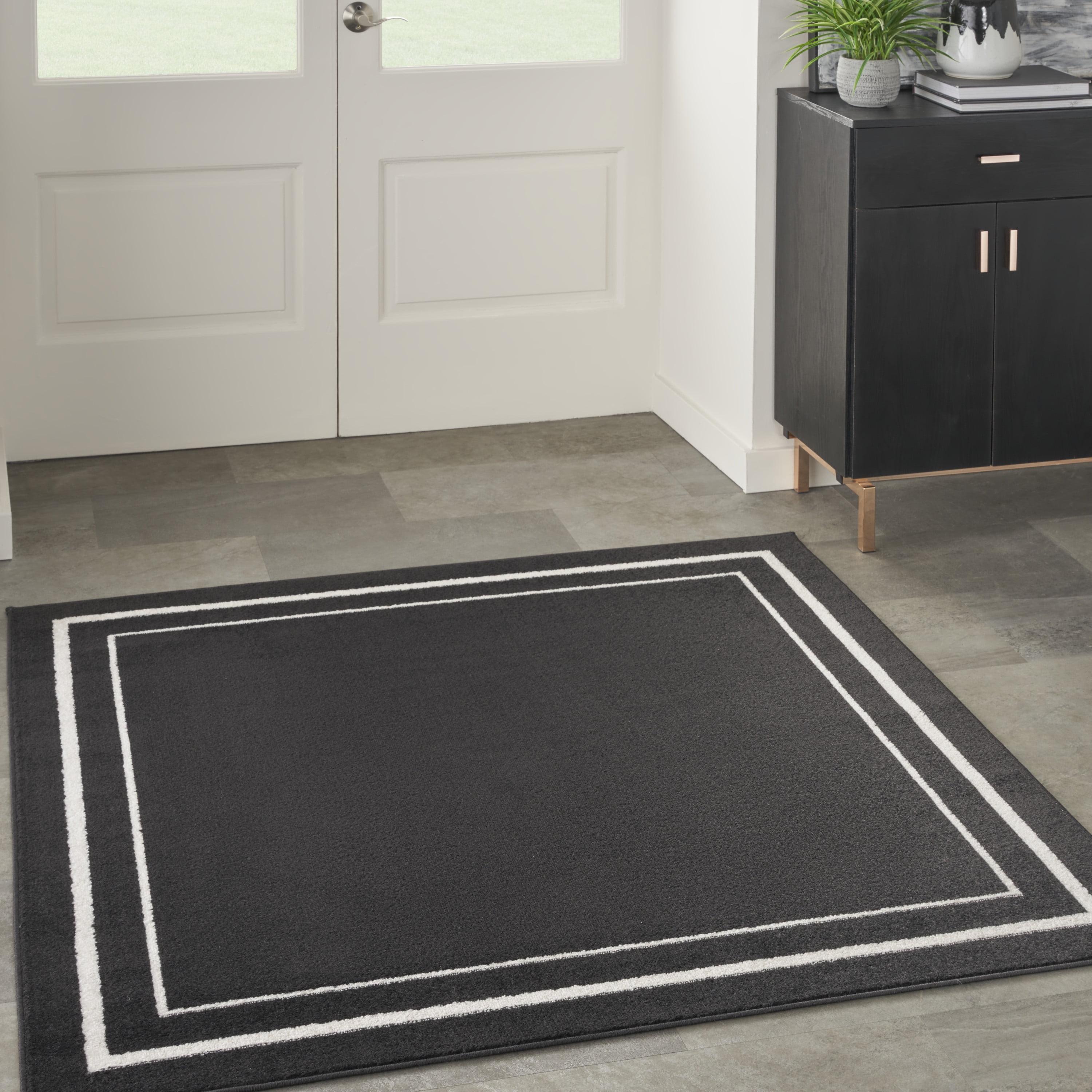 Black Ivory 5' Square Reversible Indoor/Outdoor Rug