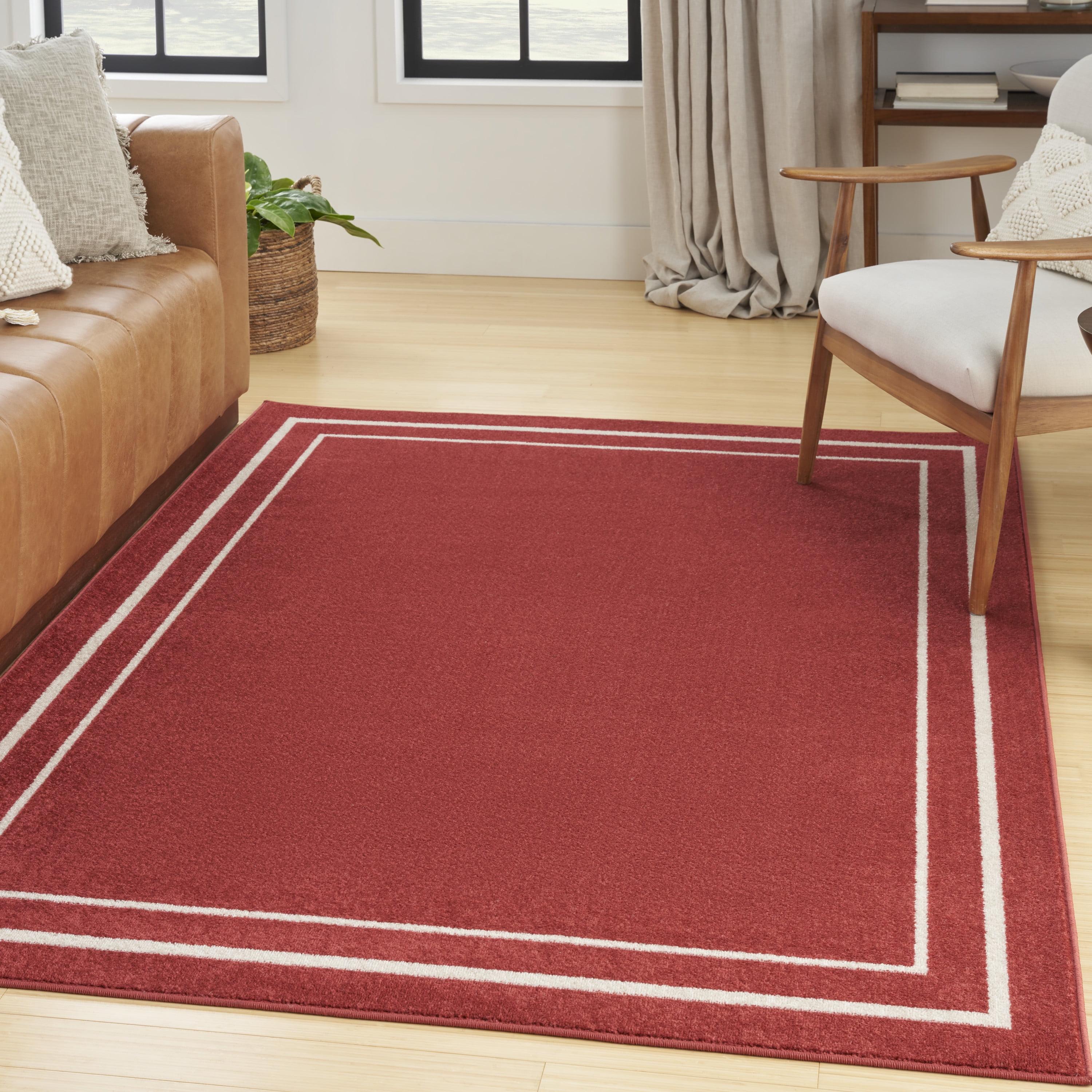 Brick and Ivory Rectangular 4' x 6' Synthetic Area Rug