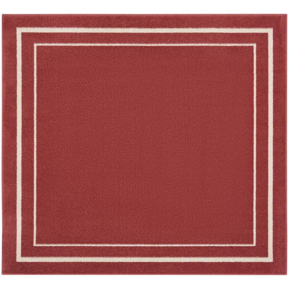 Nourison Essentials 5' x square Brick/Ivory Contemporary Indoor/Outdoor Rug