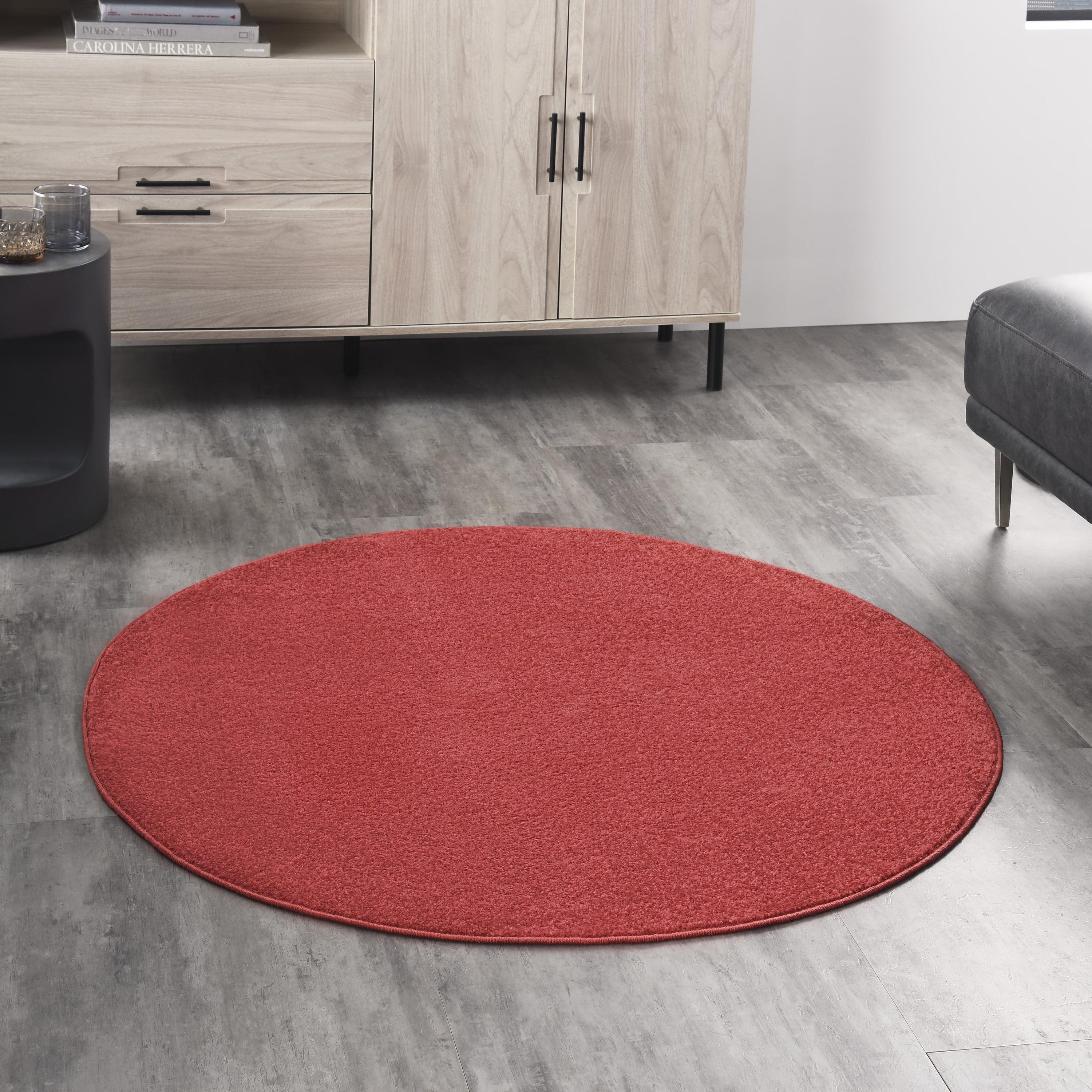 Essential Brick Red 4' Round Synthetic Indoor/Outdoor Rug