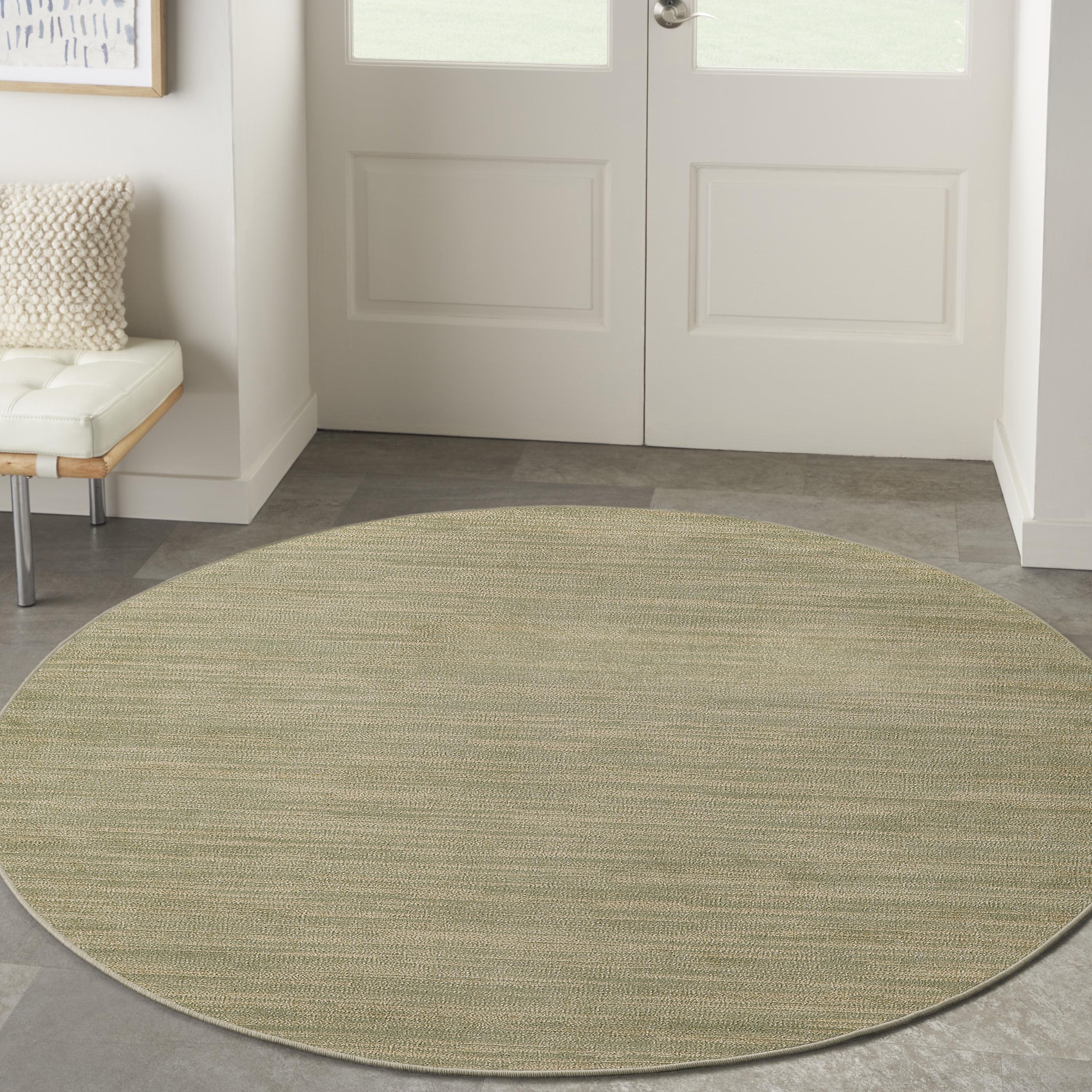 Nourison Essentials Solid Indoor/Outdoor Area Rug Green Gold 8'xRound
