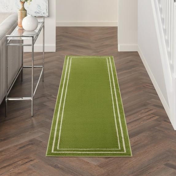 Nourison Essentials 2'2" x 7'6 Green Ivory Contemporary Indoor/Outdoor Rug
