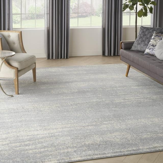Nourison Essentials 10' x 14' Grey/Beige Modern Indoor/Outdoor Rug