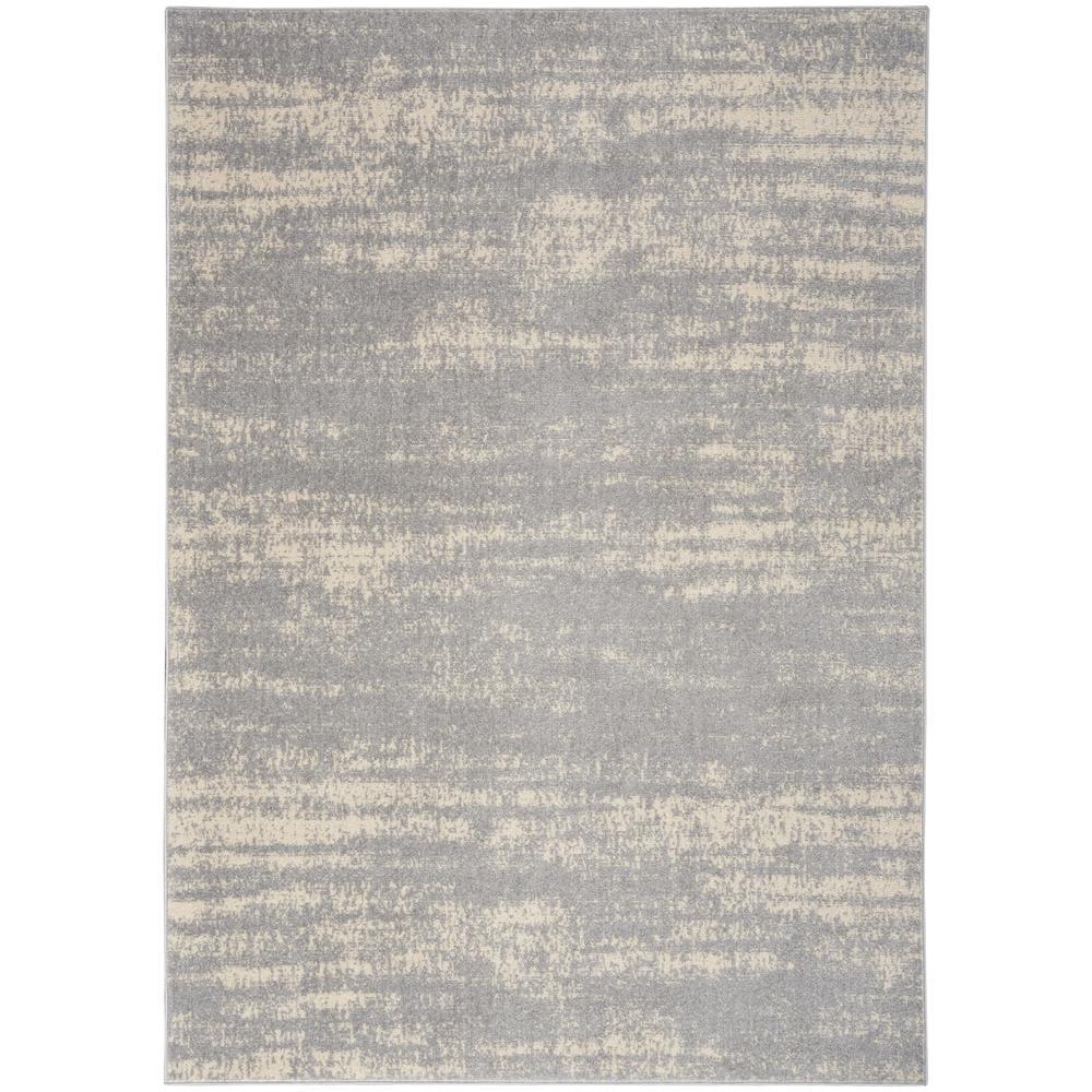 Nourison Essentials Abstract Low Pile Indoor Outdoor Area Rug 4' x 6' Grey/Beige