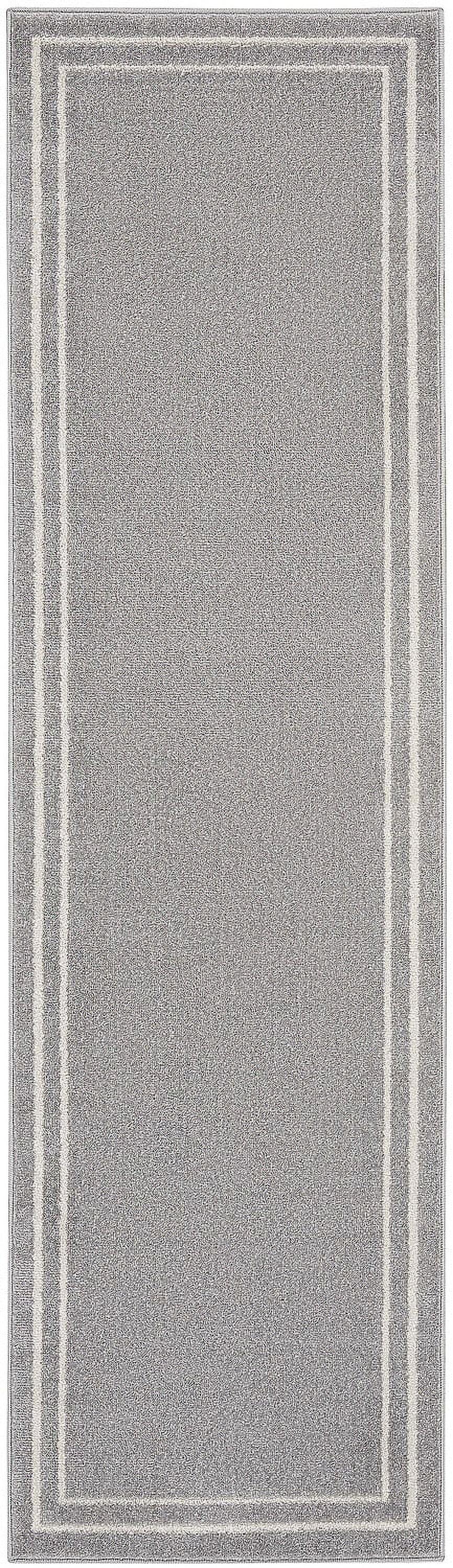 Grey and Ivory Synthetic Reversible Runner Rug