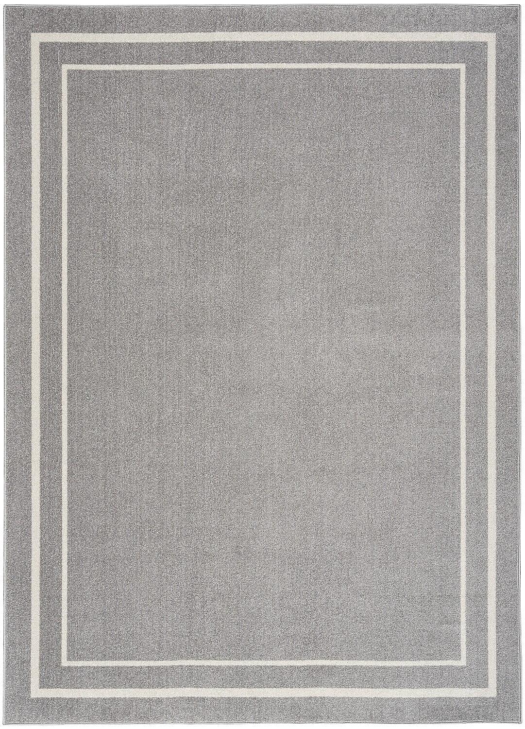 Essentials Grey/Ivory Synthetic 5' x 7' Easy-Care Outdoor Rug