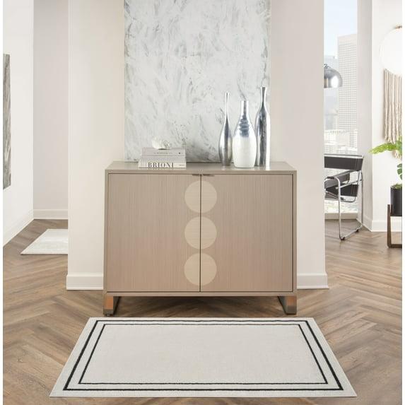 Nourison Essentials 2' x 4' Ivory/Black Contemporary Bordered Indoor/Outdoor Area Rug