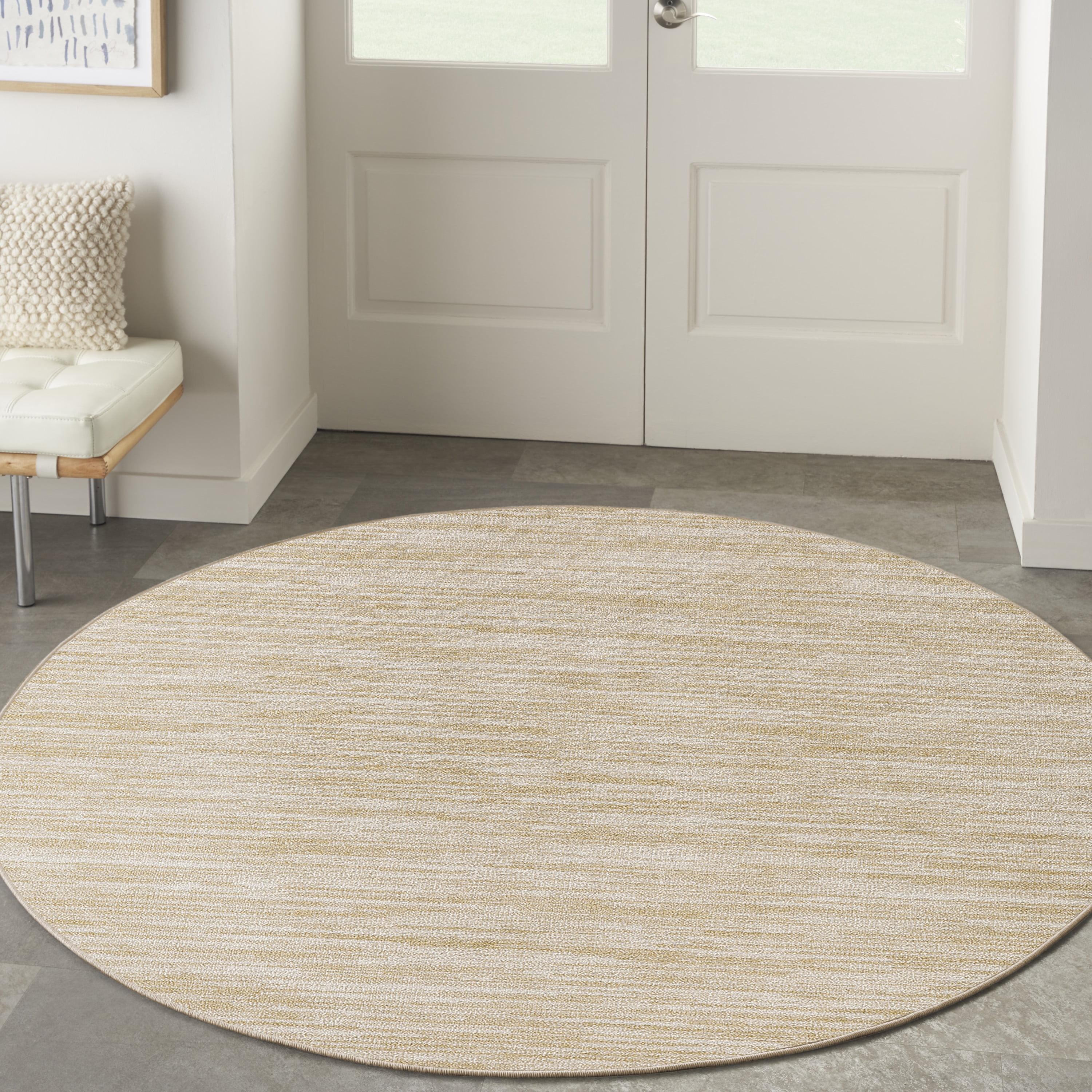 Nourison Essentials Easy Care Indoor Outdoor Area Rug - Ivory Gold 4' x Round
