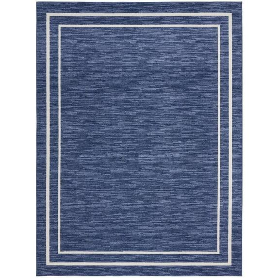 Nourison Essentials 10' x 14' Navy/Ivory Contemporary Bordered Indoor/Outdoor Area Rug