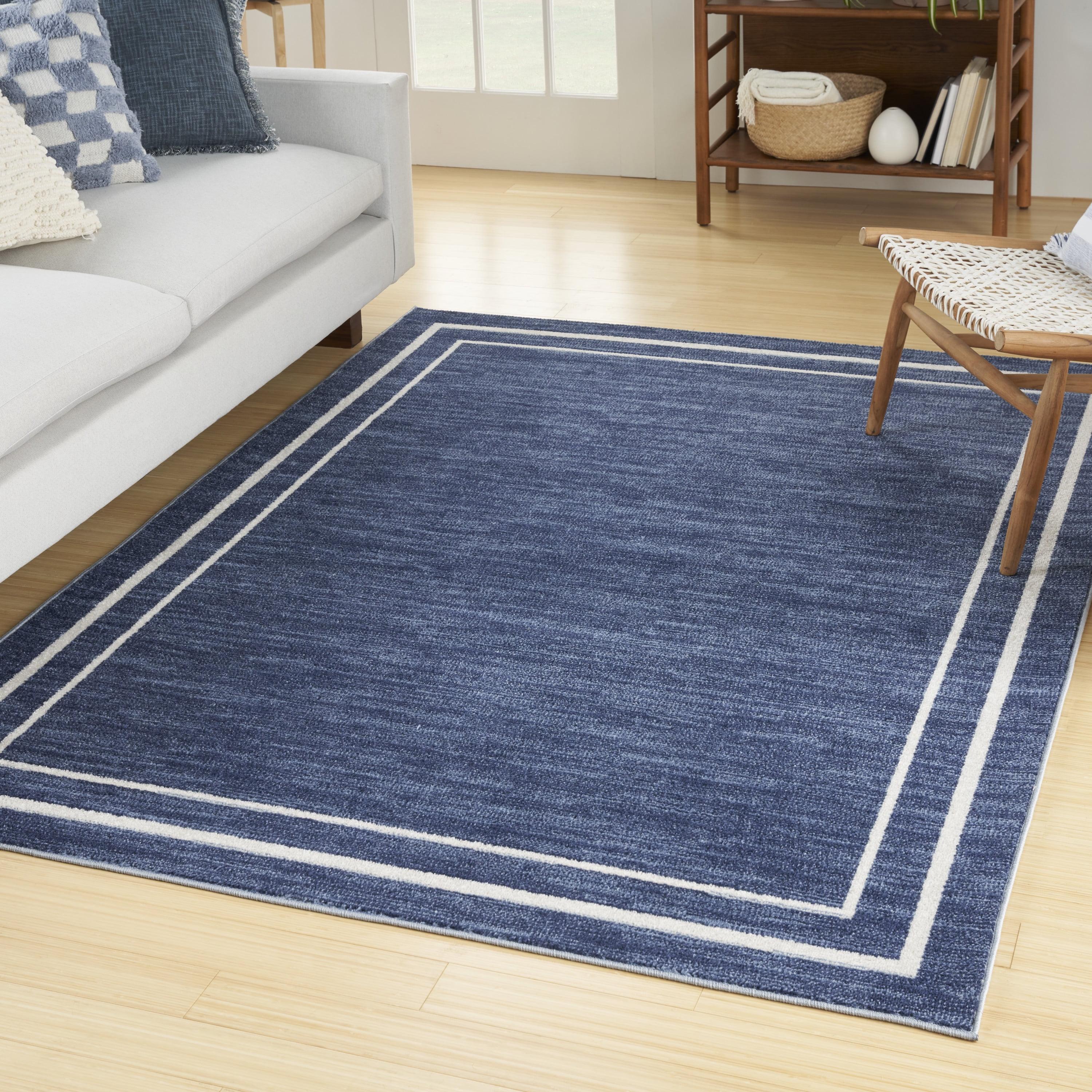 Navy/Ivory 6' x 9' Reversible Synthetic Rectangular Rug