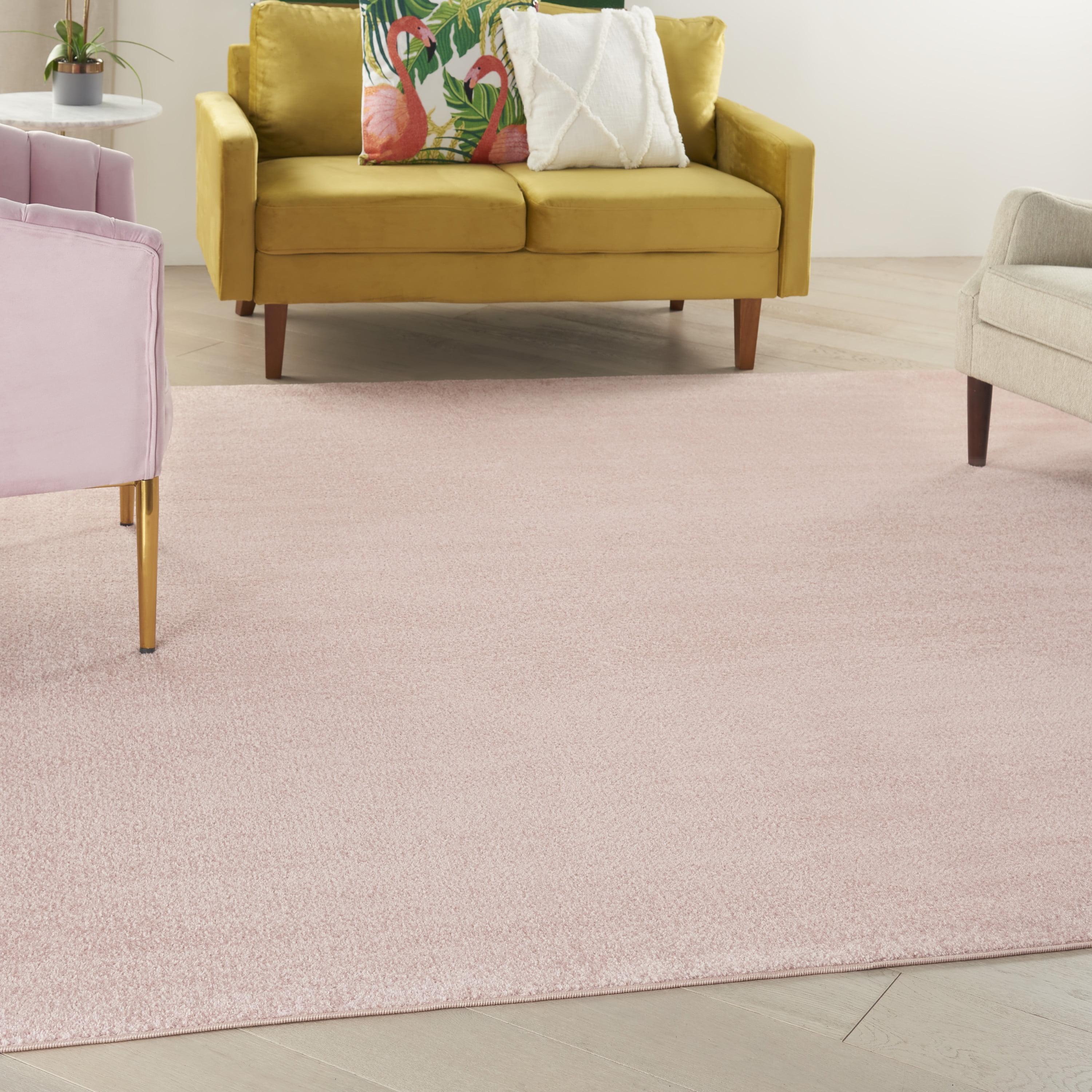 Orchid Pink Square Easy-Care Synthetic Area Rug 9' x 9'