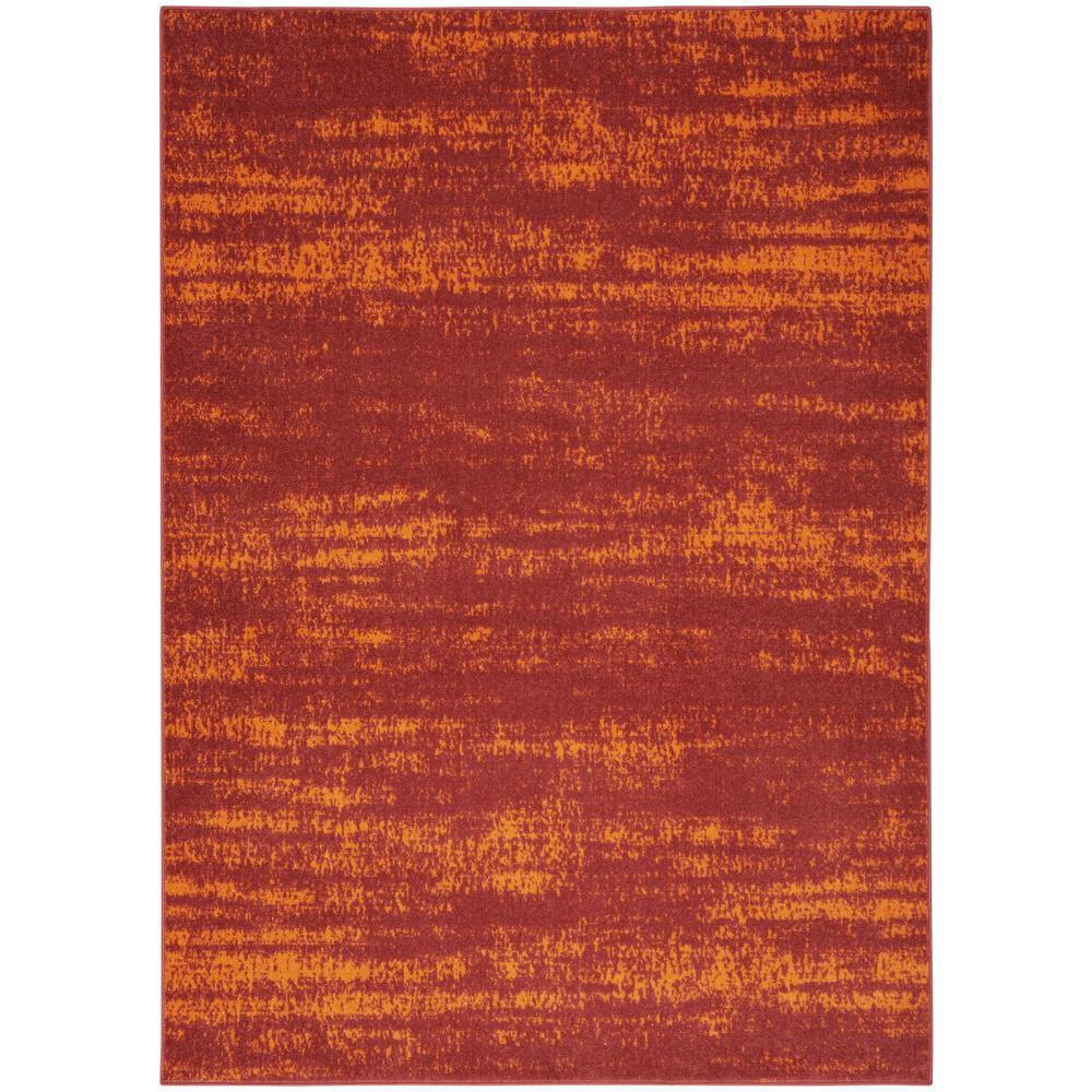 Nourison Essentials Abstract Low Pile Indoor Outdoor Area Rug 4' x 6' Red
