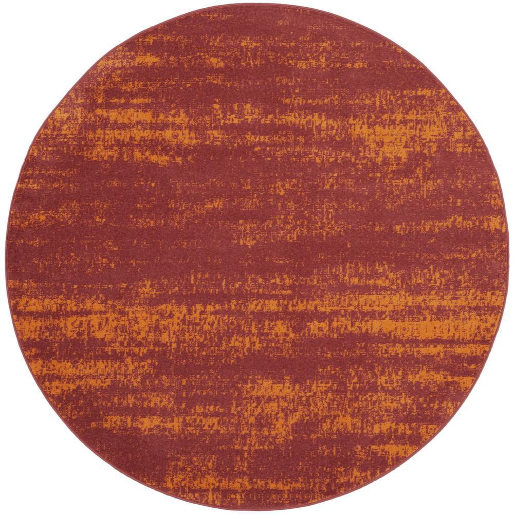 Nourison Essentials 4' x round Red Modern Indoor/Outdoor Rug