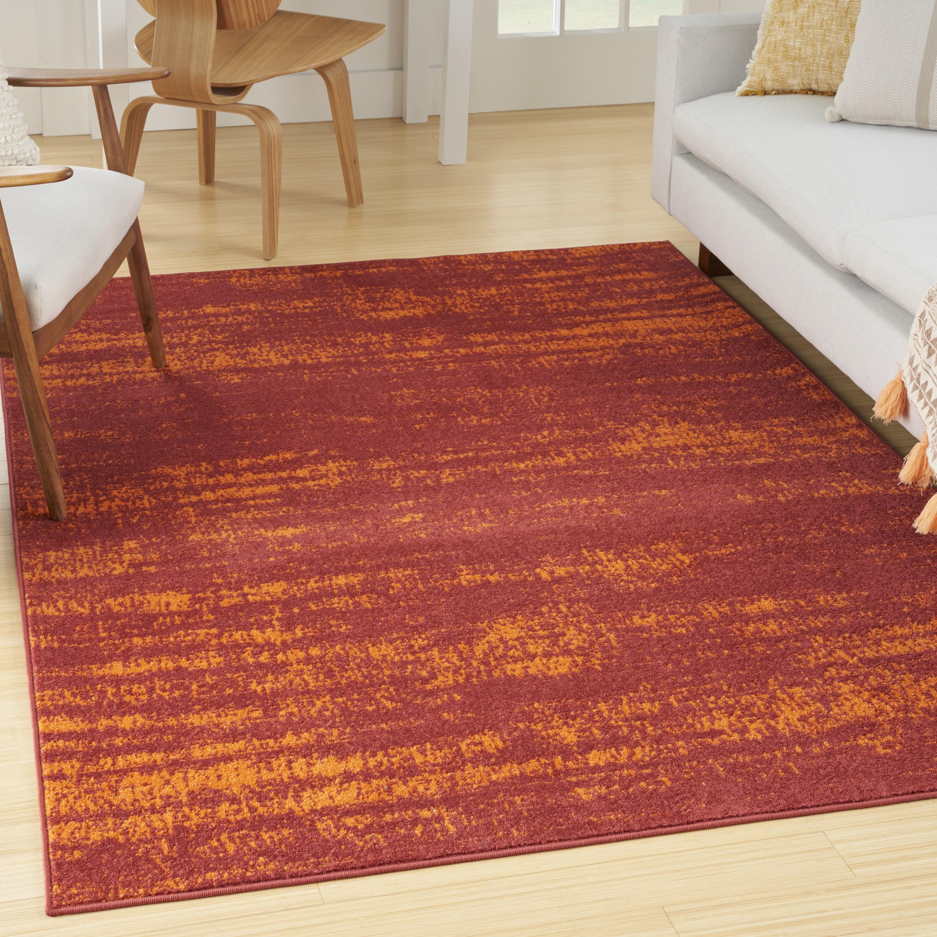 Reversible Abstract Red Synthetic 5' x 7' Easy Care Rug