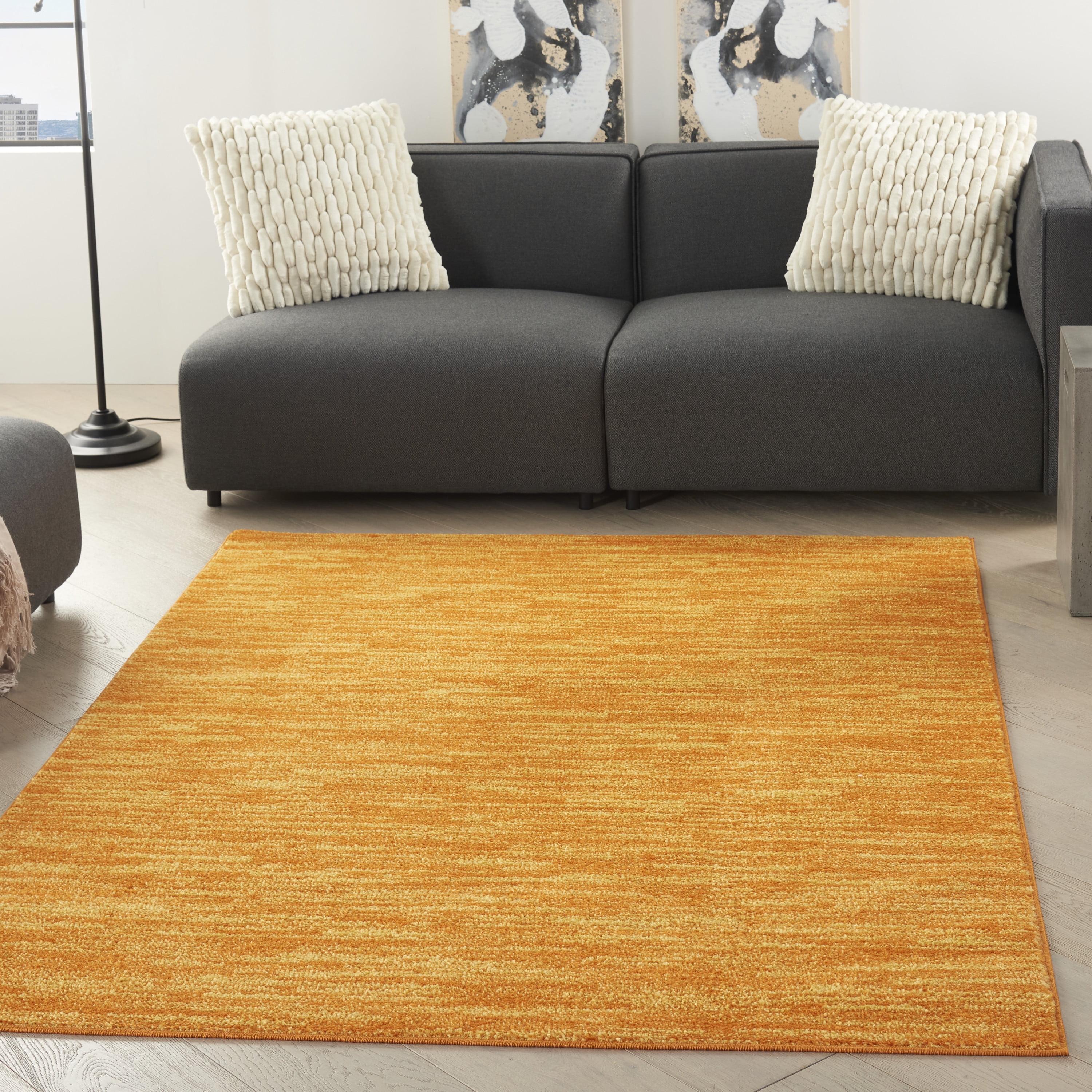 Sunburst Orange 6' x 9' Easy Care Indoor Outdoor Rug