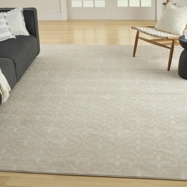 Nourison Essentials Moroccan Modern Indoor Outdoor Rug Ivory Beige 6' x 9'