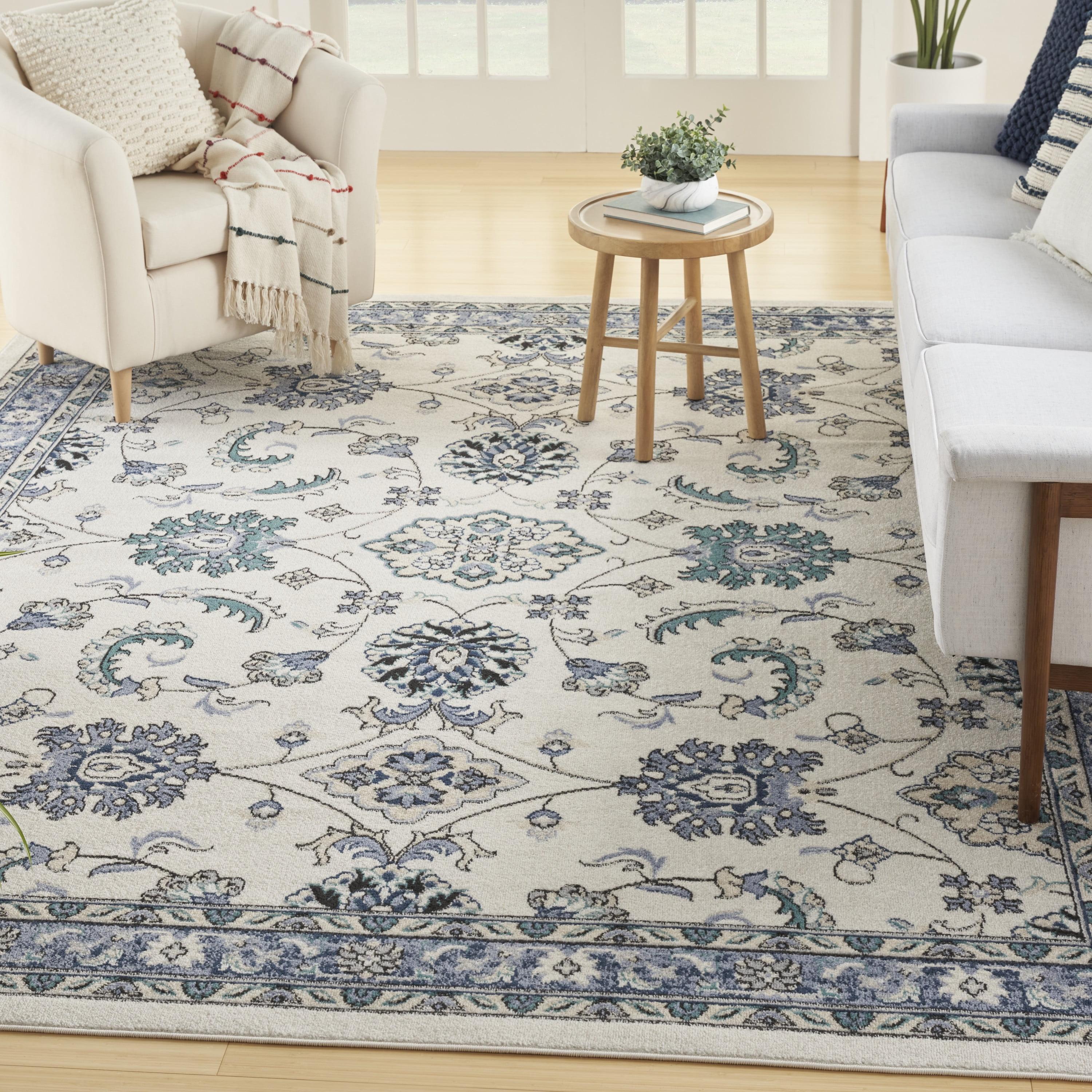 Nourison Essentials Floral Persian Indoor Outdoor Rug Ivory Blue 8' x 10'