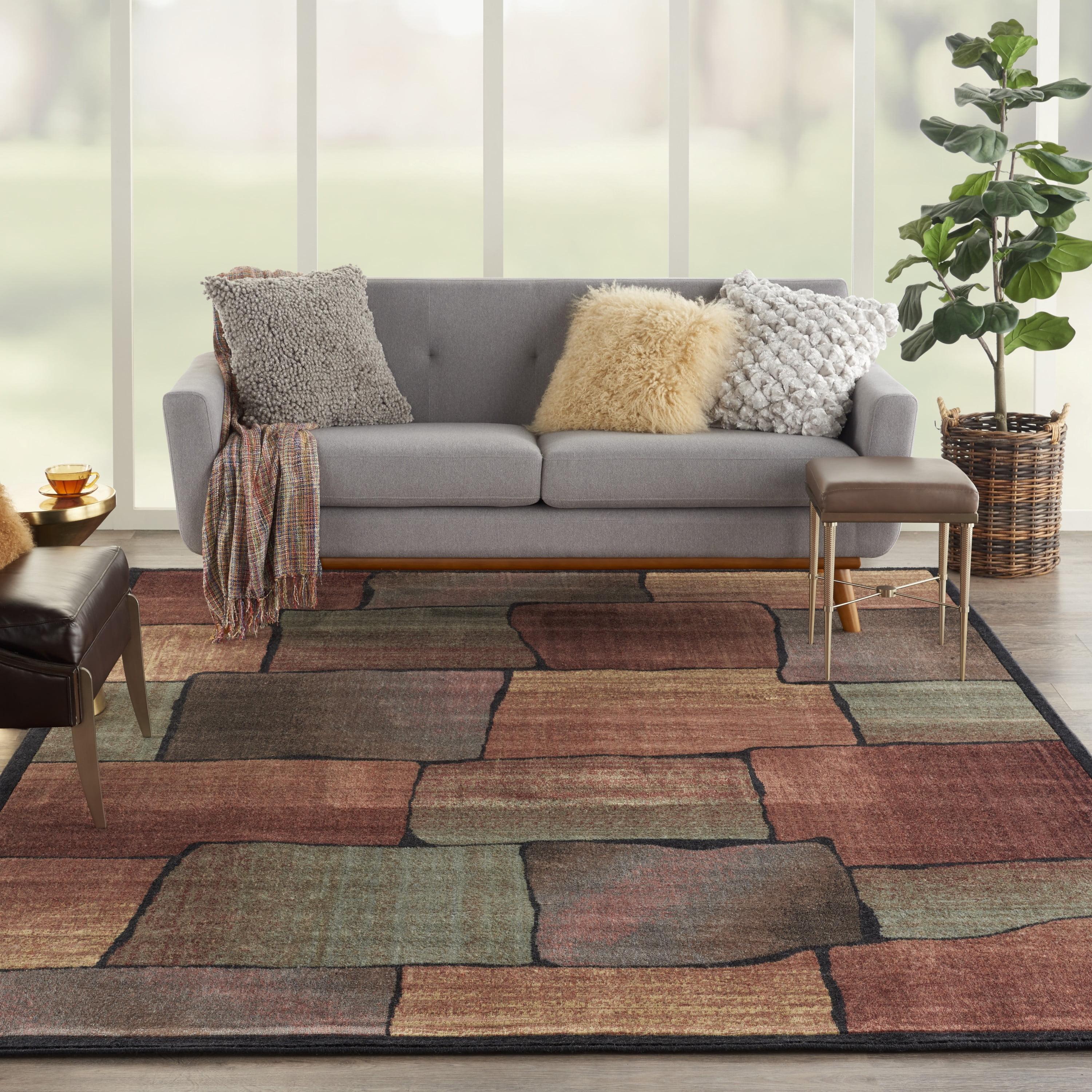 Multicolor Abstract Rectangular Synthetic Area Rug 9'6" x 13'6"