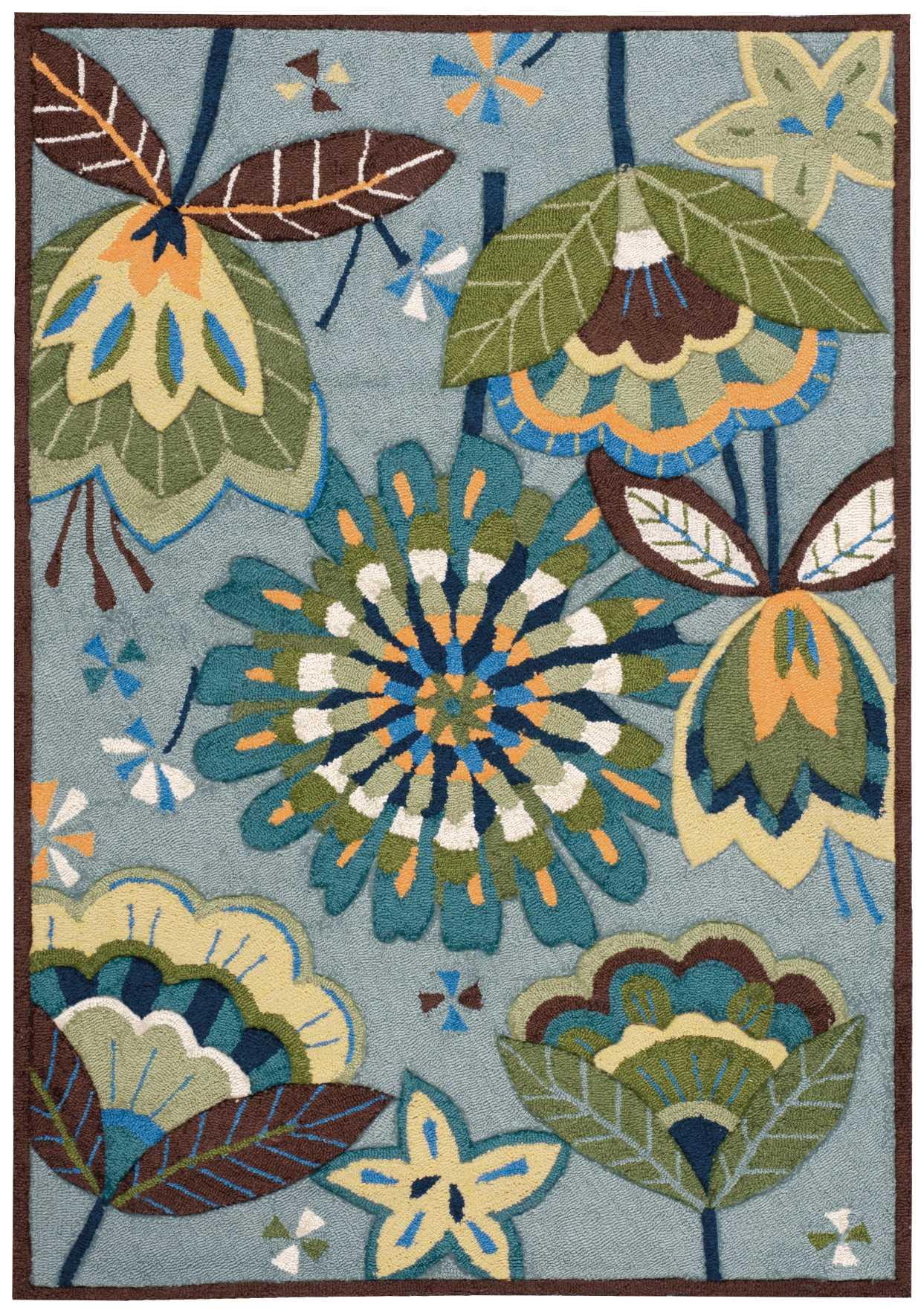 Nourison Fantasy Floral Aqua 3'6" x 5'6" Area Rug, (4x6)