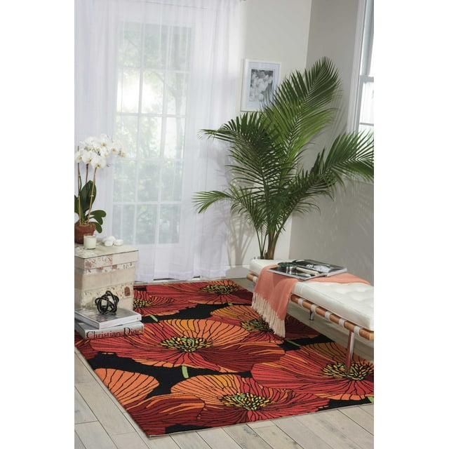 Nourison Fantasy Floral Black 3'6" x 5'6" Area Rug, (4x6)