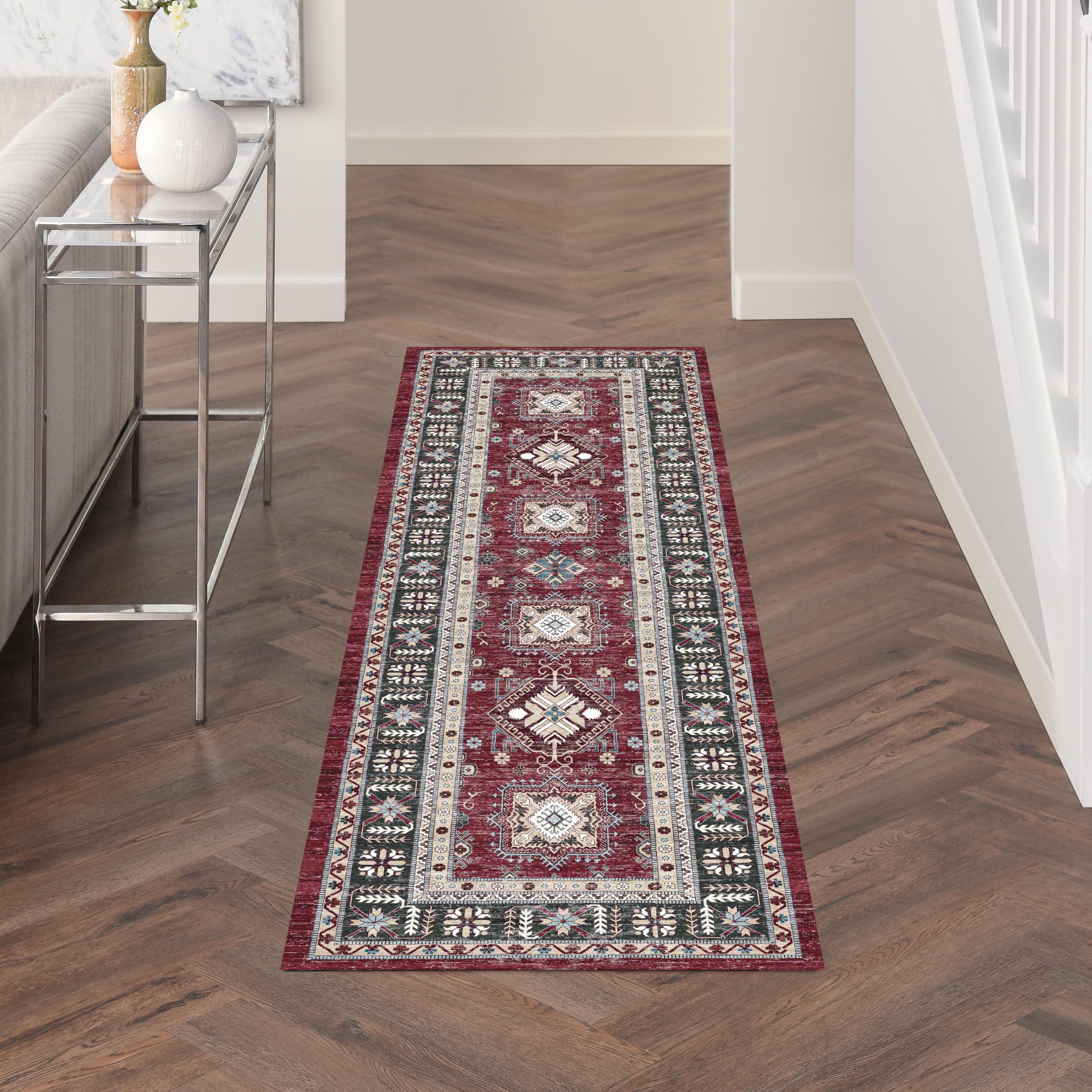 Nourison Fulton Vintage Medallion Non-Slip Flatwoven Indoor Rug Red 2'3" x 7'6"