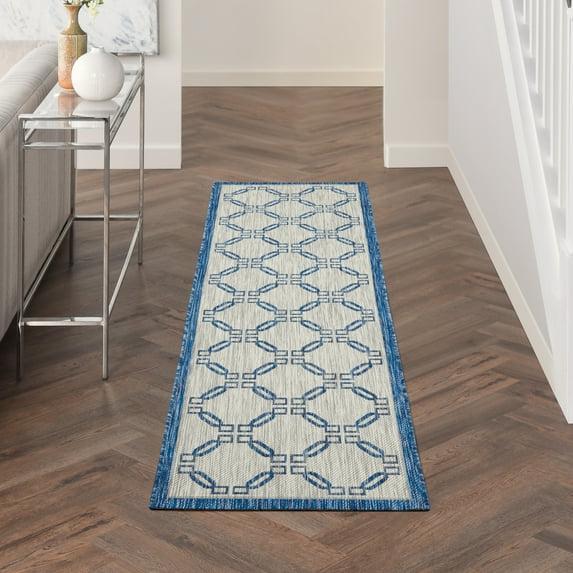 Nourison Garden Party GRD02 Indoor/outdoor Area Rug - Ivory Blue 2'2" x 7'6"