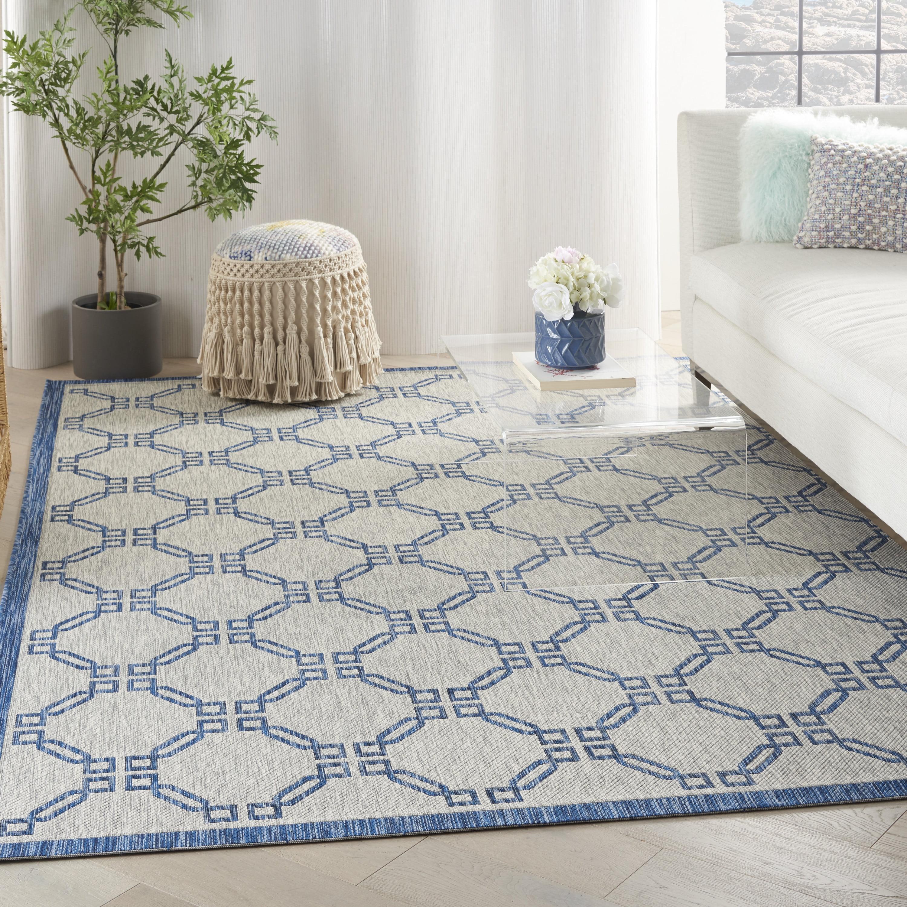 Nourison Garden Party GRD02 Indoor/outdoor Area Rug - Ivory Blue 6' x 9'