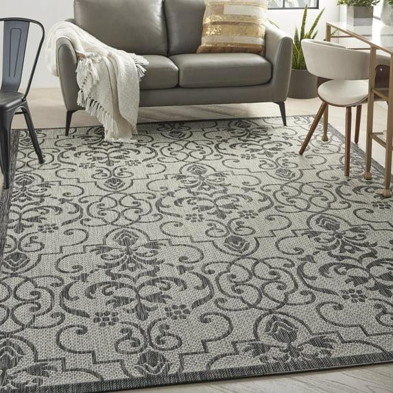 Nourison Garden Party GRD04 Indoor/outdoor Area Rug - Ivory/Charcoal 7' x 10'