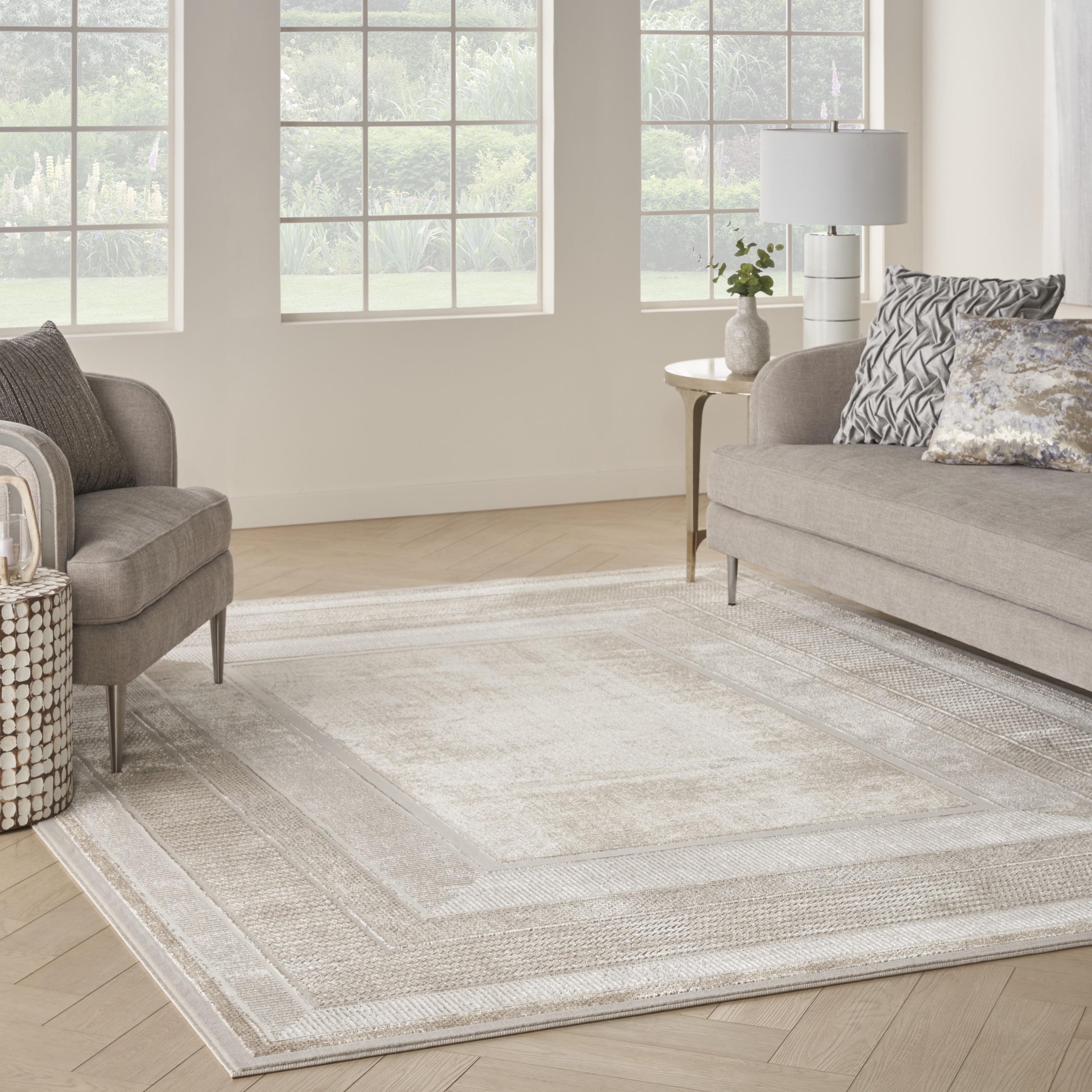 Ivory Geometric 8' x 10' Synthetic Rectangular Area Rug