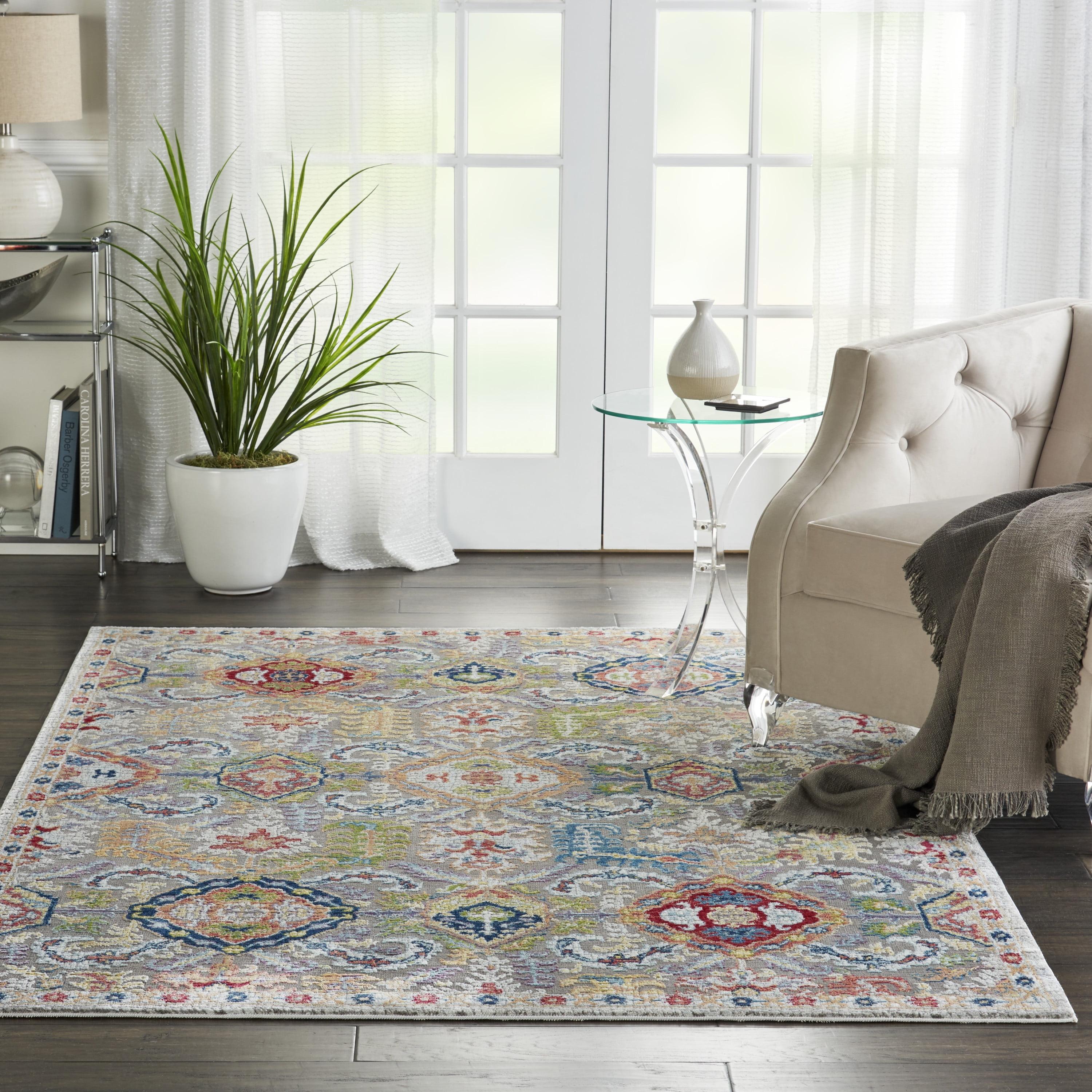 Nourison Global Vintage Traditional Bordered Indoor Area Rug Grey/Multicolor 4' x 6'