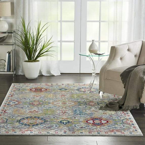 Nourison Global Vintage Traditional Bordered Indoor Area Rug Grey/Multicolor 4' x 6'