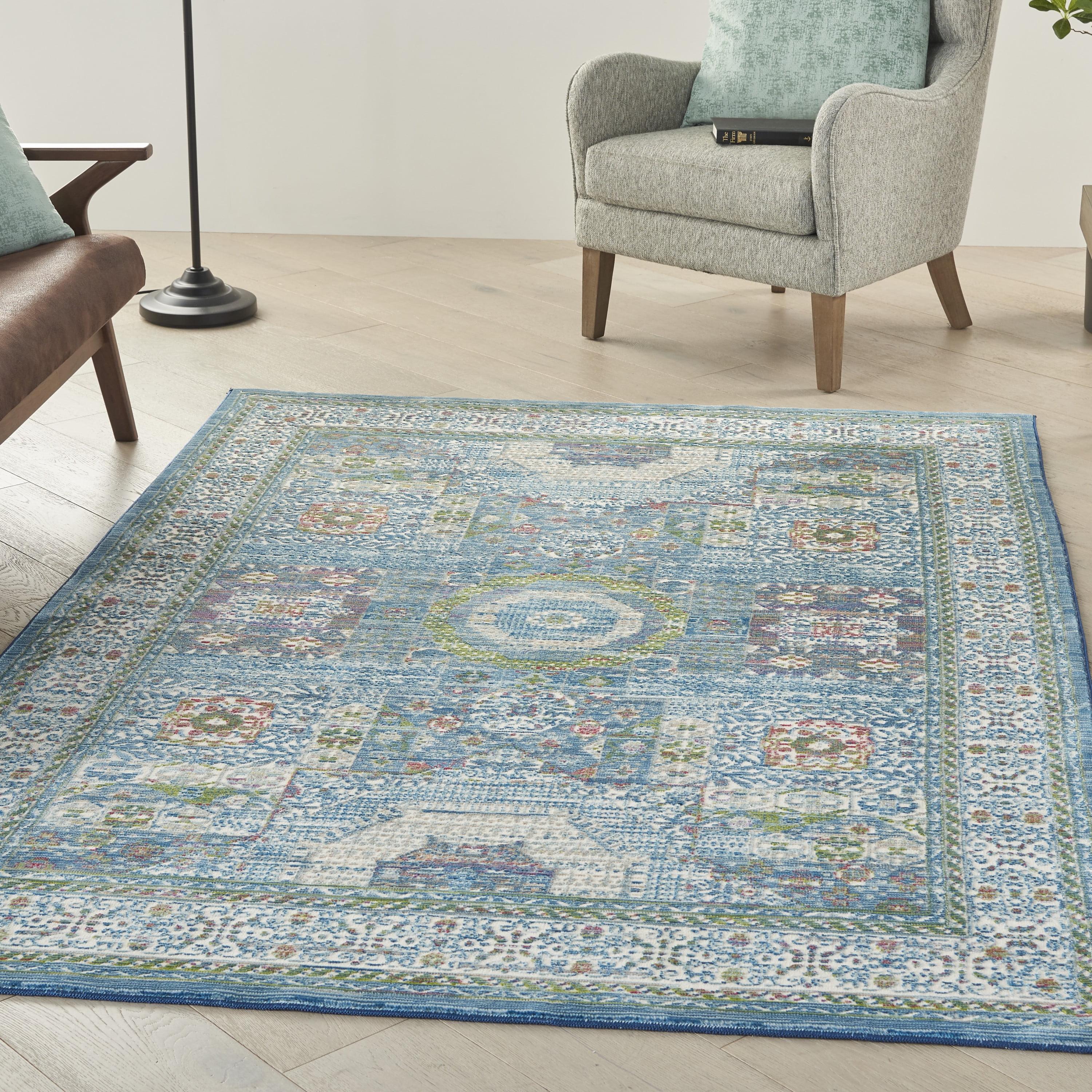 Nourison Global Vintage GLB17 Indoor only Area Rug - Ivory Light Blue 4' x 6'