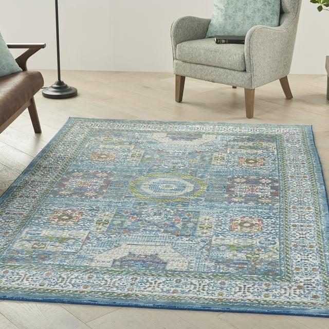 Nourison Global Vintage GLB17 Indoor only Area Rug - Ivory Light Blue 4' x 6'