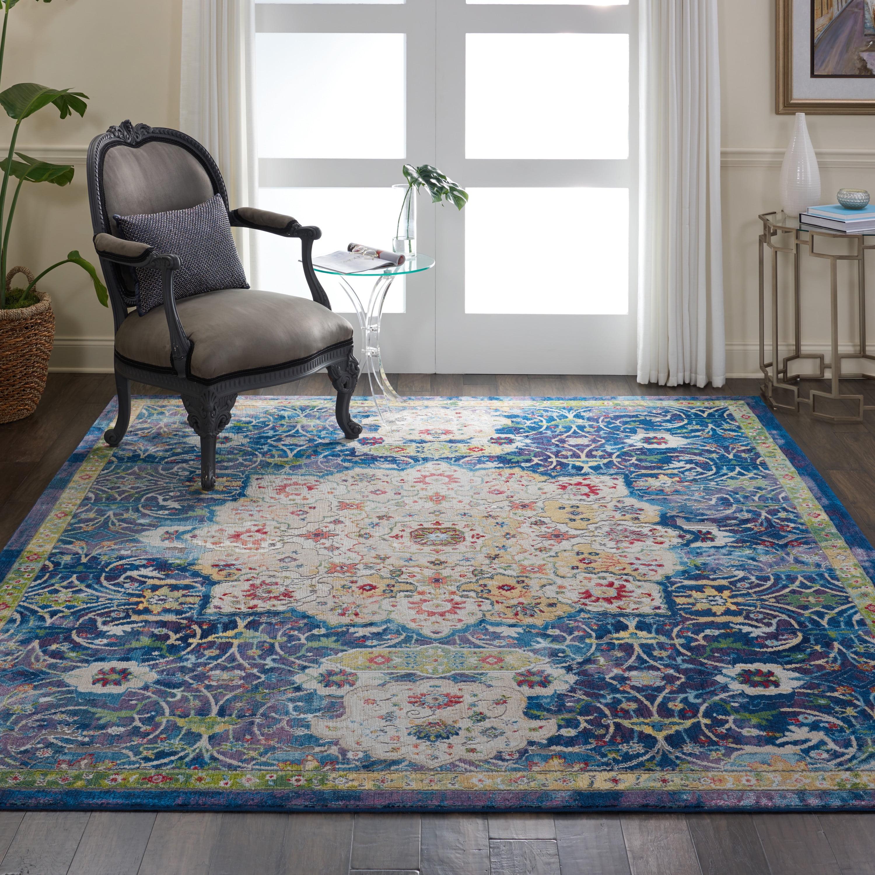 Nourison Global Vintage 7'10" x 9'10" (8' x 10') Blue Area Rug Oushak Vintage Center Medallion by Nourison
