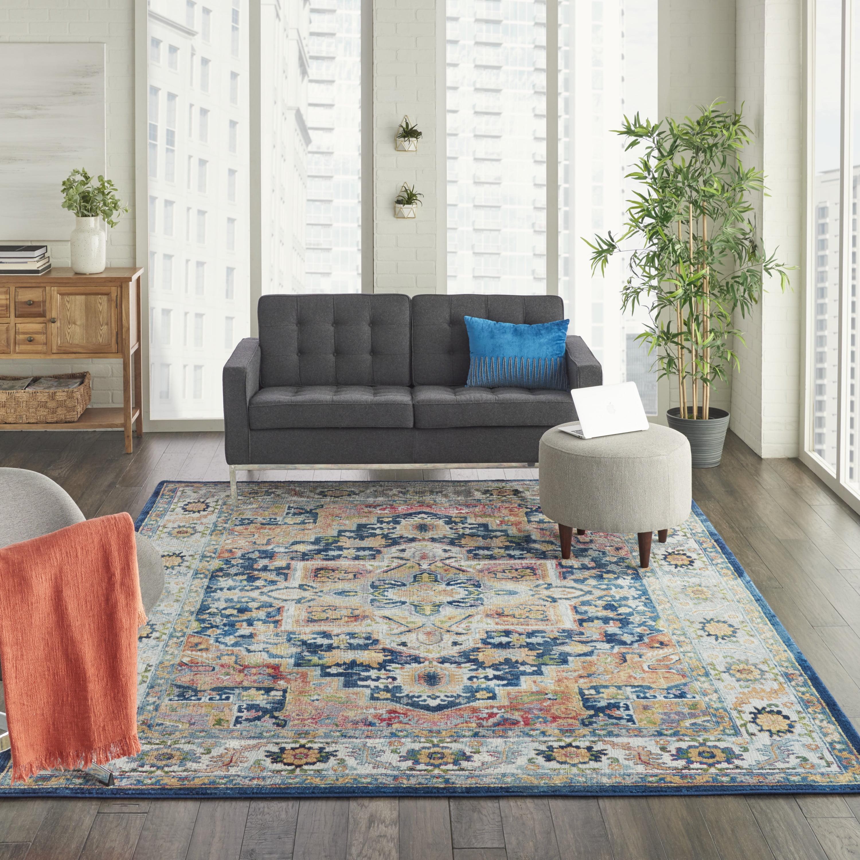 Nourison Global Vintage Center Medallion Indoor Area Rug Blue/Multicolor 7'10" x 9'10"