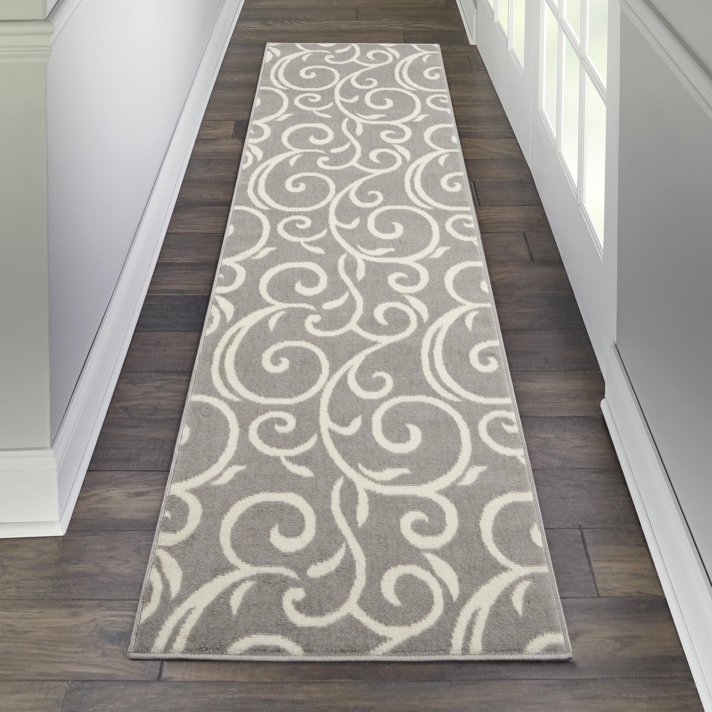 Nourison Grafix 2'3" x 7'6" (8' Runner) Grey Area Rug Bohemian Contemporary Botanical by Nourison