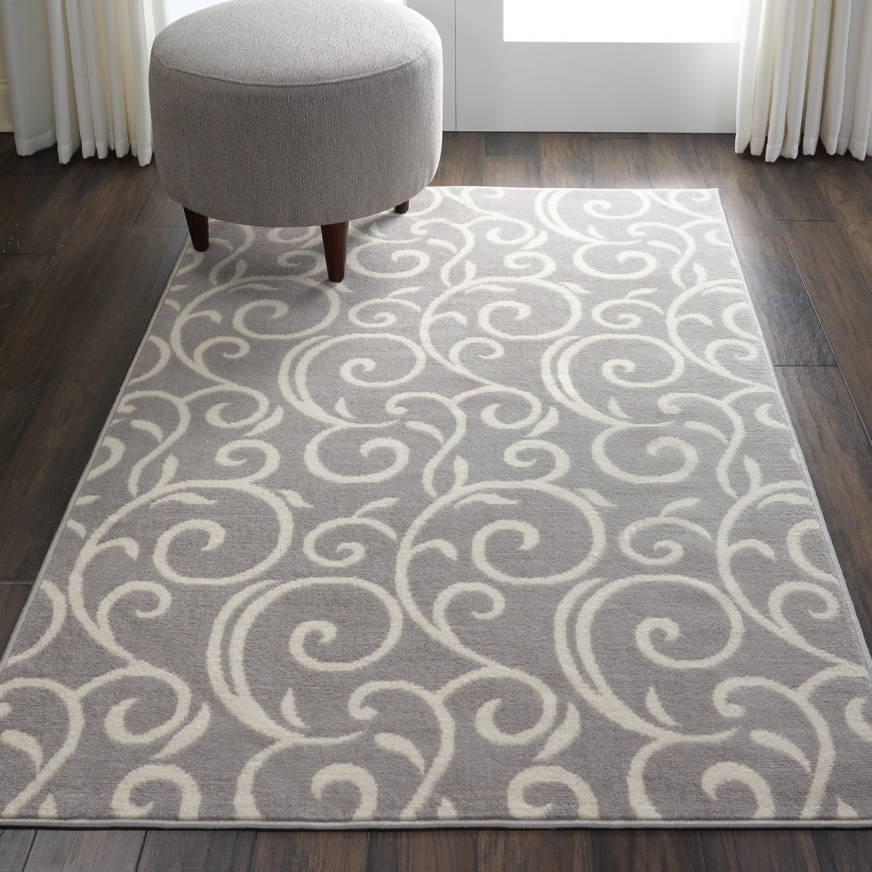 Nourison Grafix 3'9" x 5'9" (4' x 6') Grey Area Rug Bohemian Contemporary Botanical by Nourison