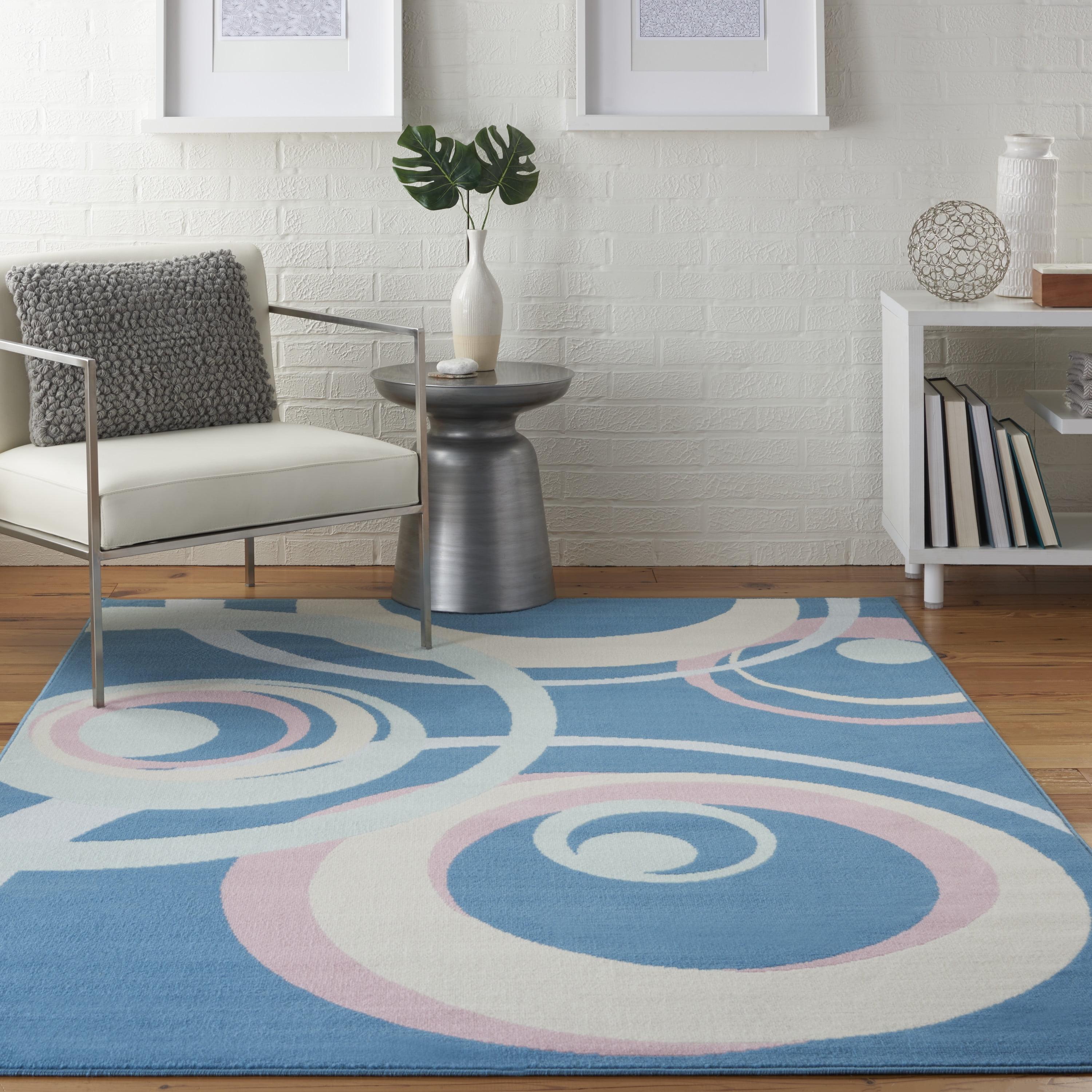 Nourison Grafix 6'X9' (6' x 9') Blue Multi Colored Area Rug Retro Contemporary Geometric by Nourison