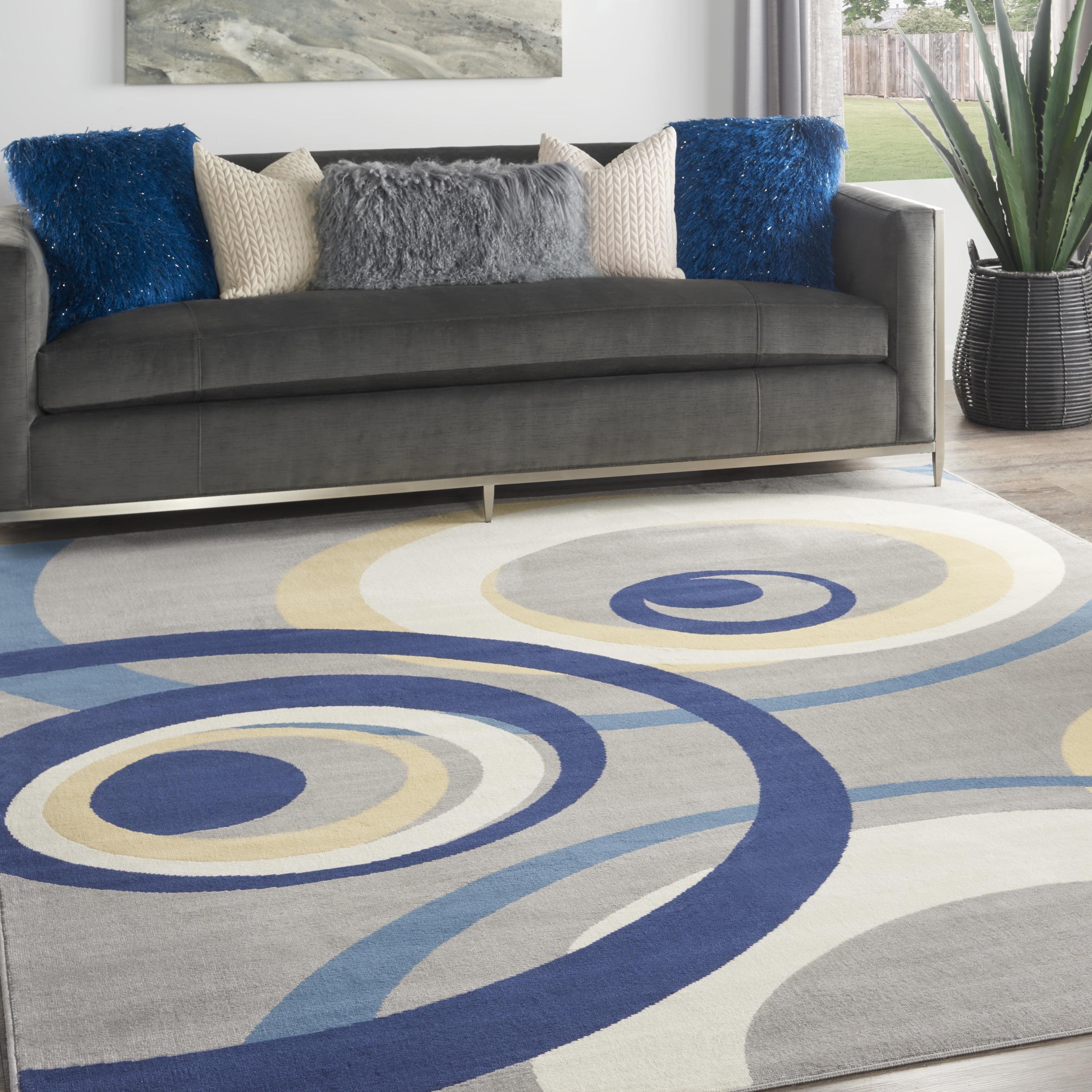 Nourison Grafix 7'10" x 9'10" (8' x 10') Grey Area Rug Retro Contemporary Geometric by Nourison
