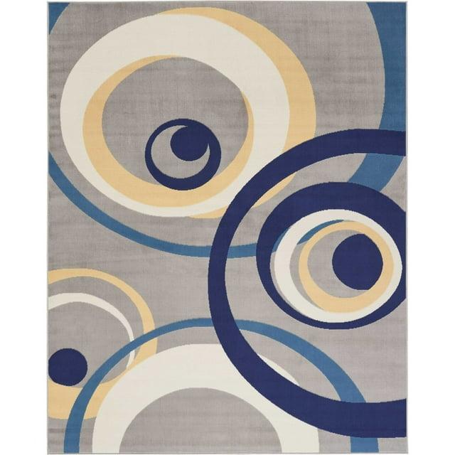 Nourison Grafix 7'10" x 9'10" (8' x 10') Grey Area Rug Retro Contemporary Geometric by Nourison