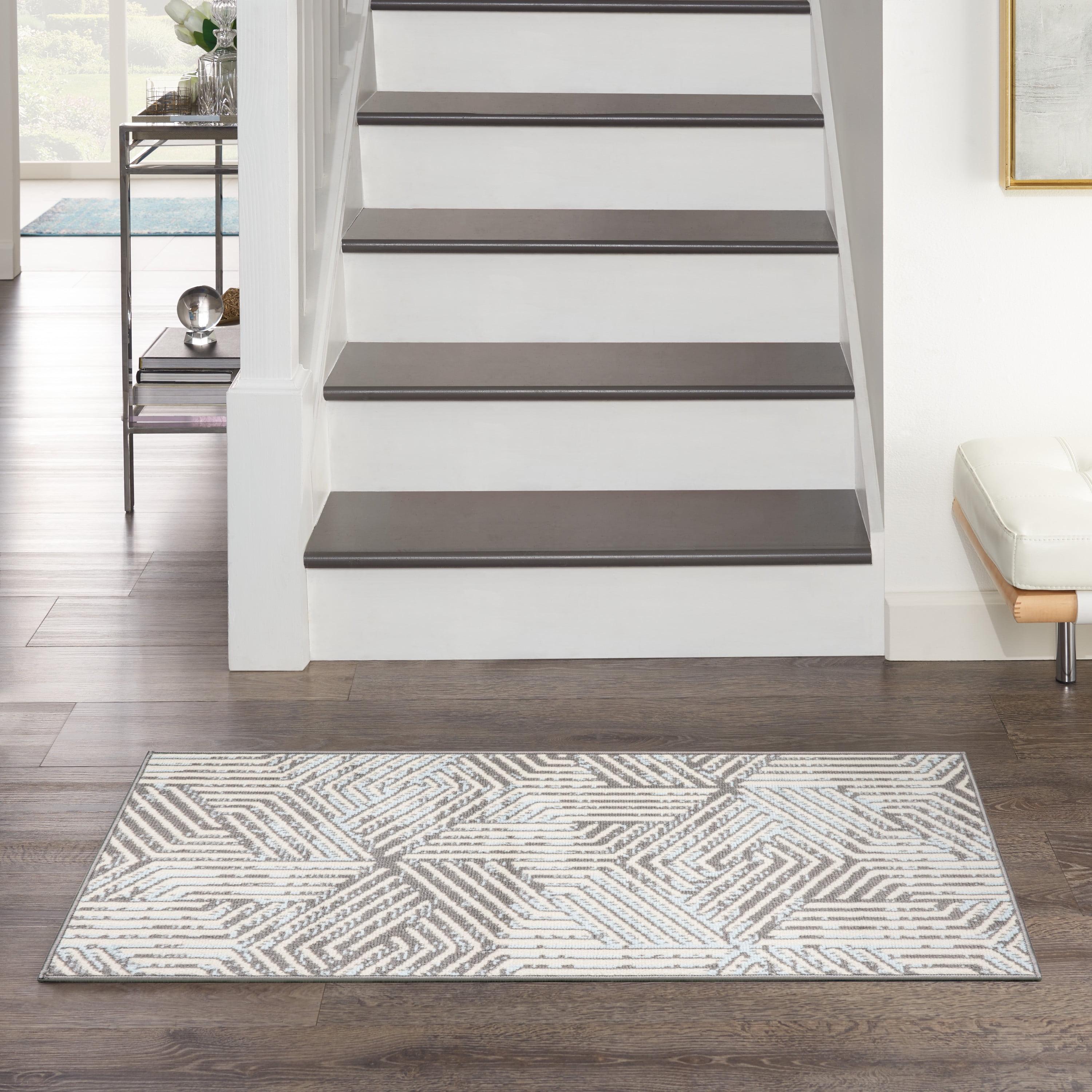 Grafix Gray Geometric 2' x 4' Synthetic Area Rug